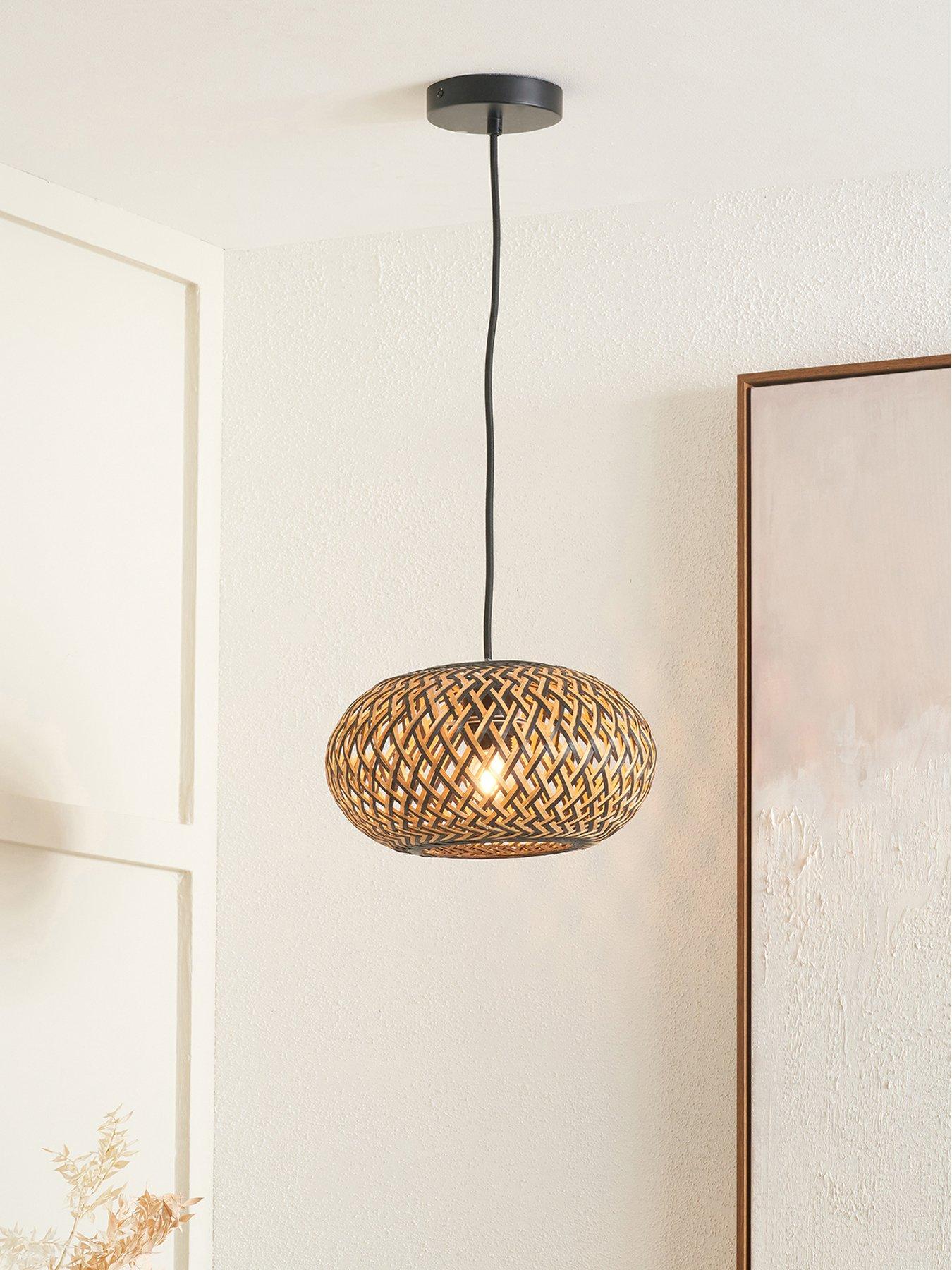 Pacific Lifestyle Evianna Black and Natural Rattan Pendant