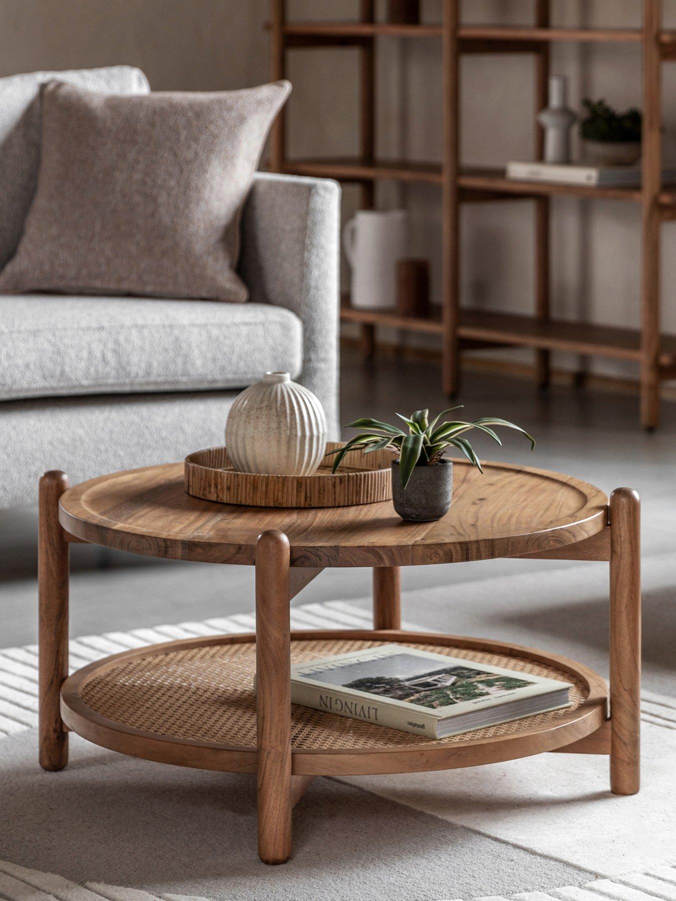 Gallery Direct Cannes Solid Acacia Wood & Rattan Coffee Table
