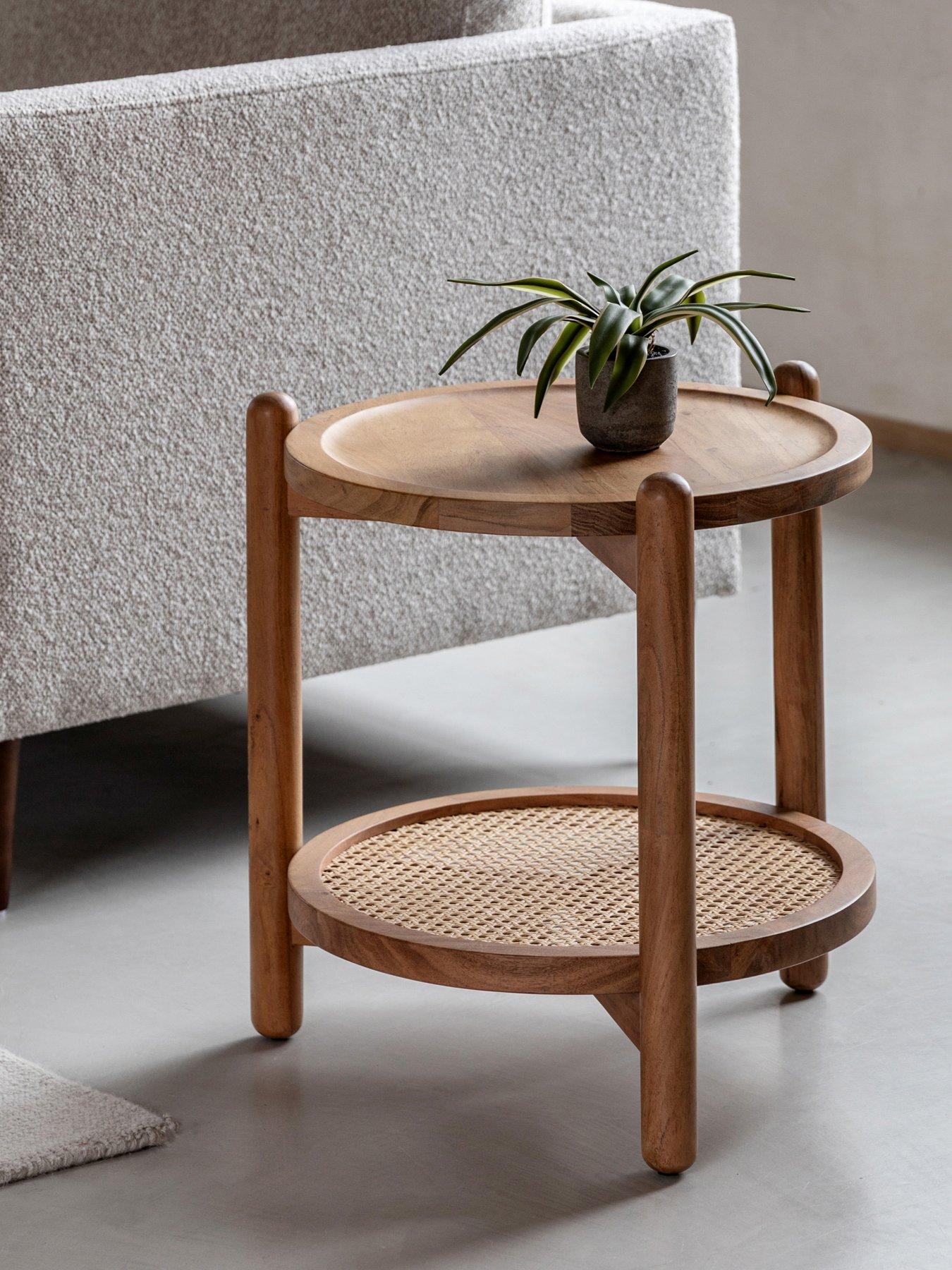 Gallery Direct Cannes Solid Acacia Wood  &  Rattan Side Table