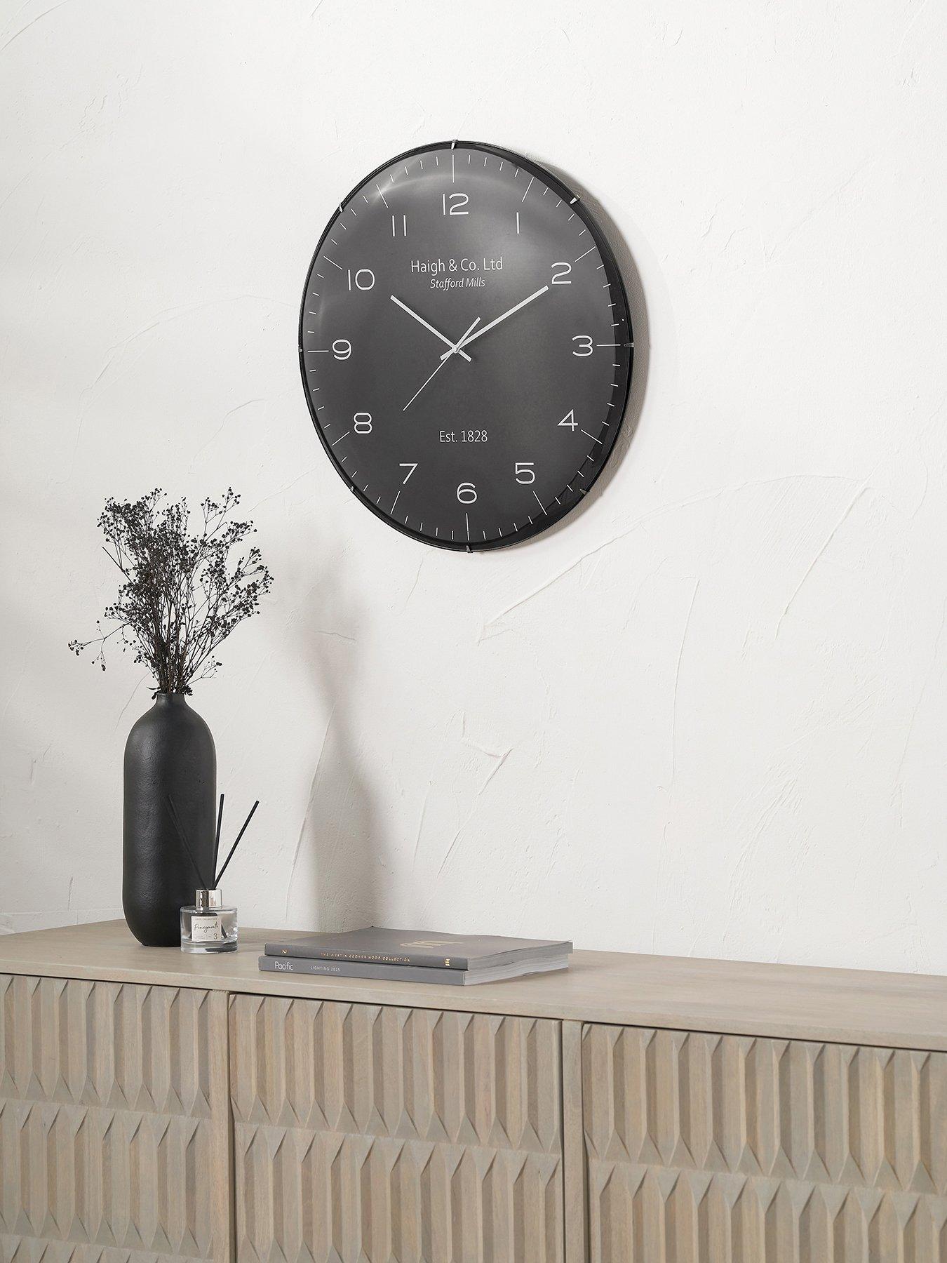 undefined Black and Silver Dome Glass Wall Clock