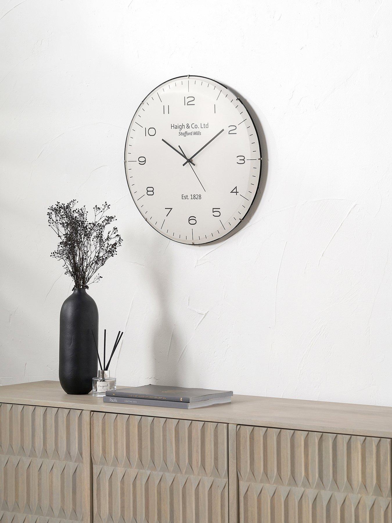 Pacific Lifestyle Cream And Black Dome Glass Wall Clock