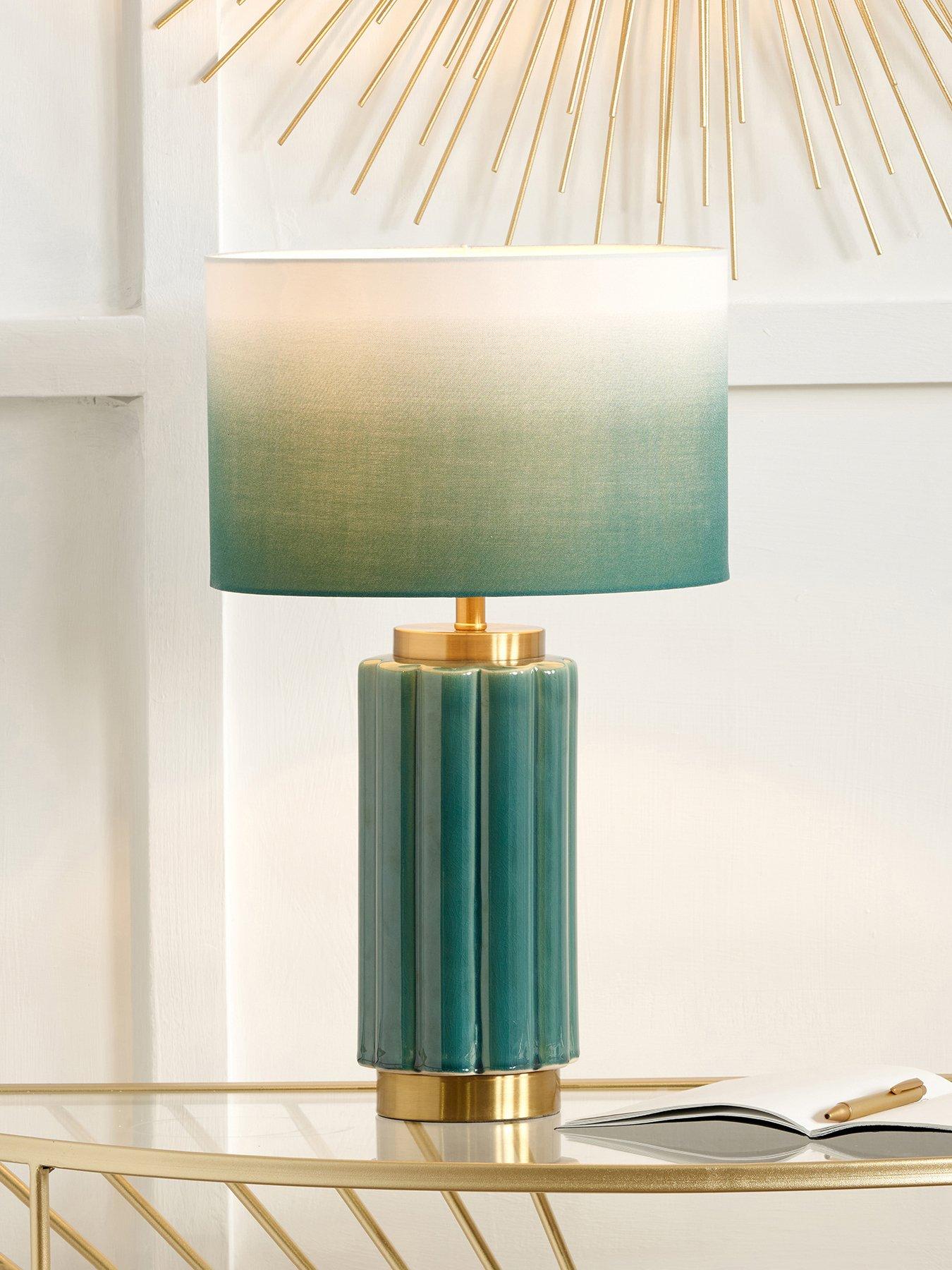 undefined Lushan Green Scalloped Ceramic Table Lamp