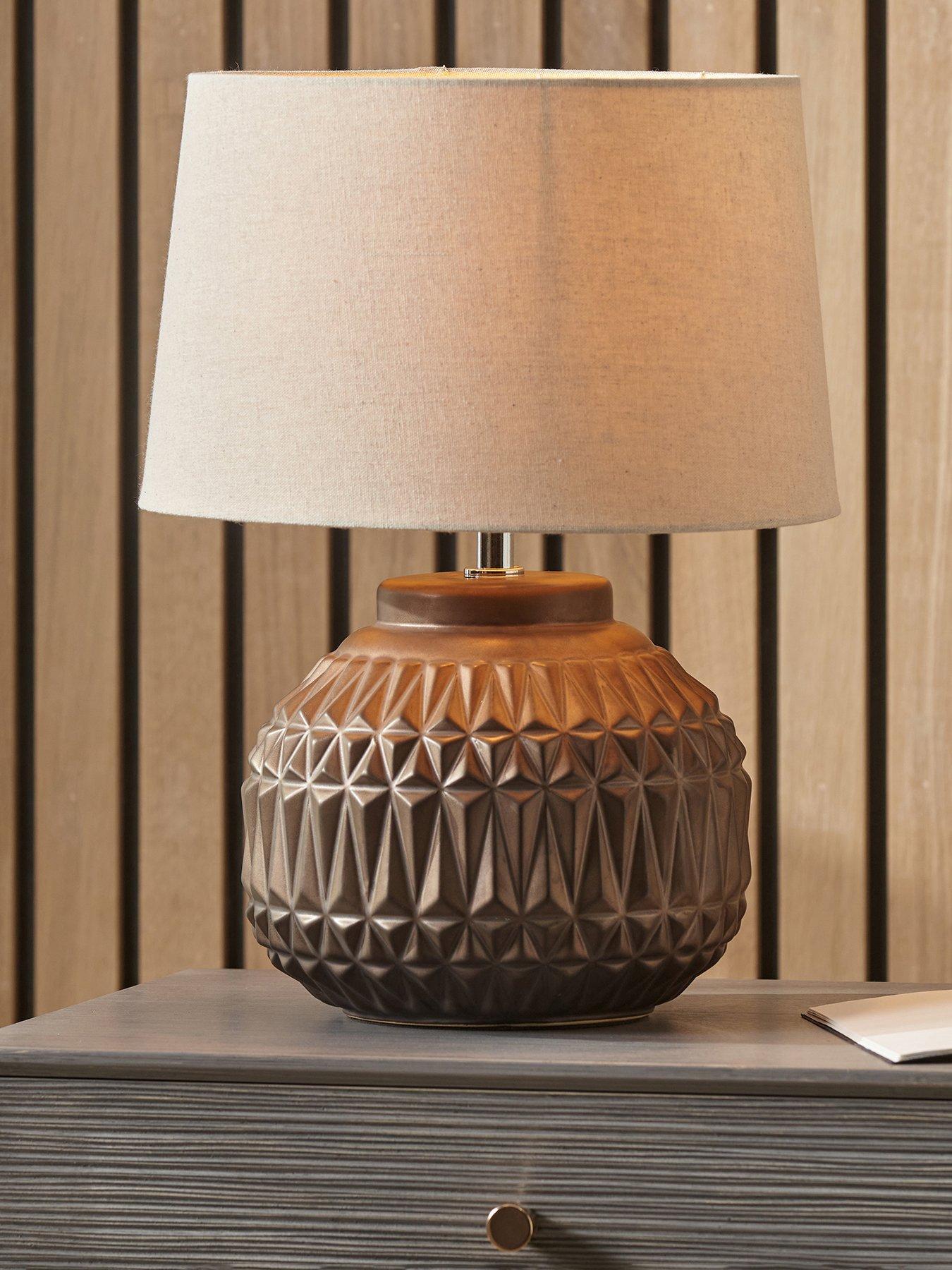 Pacific Lifestyle Anneli Bronze Aztec Texture Ceramic Table Lamp