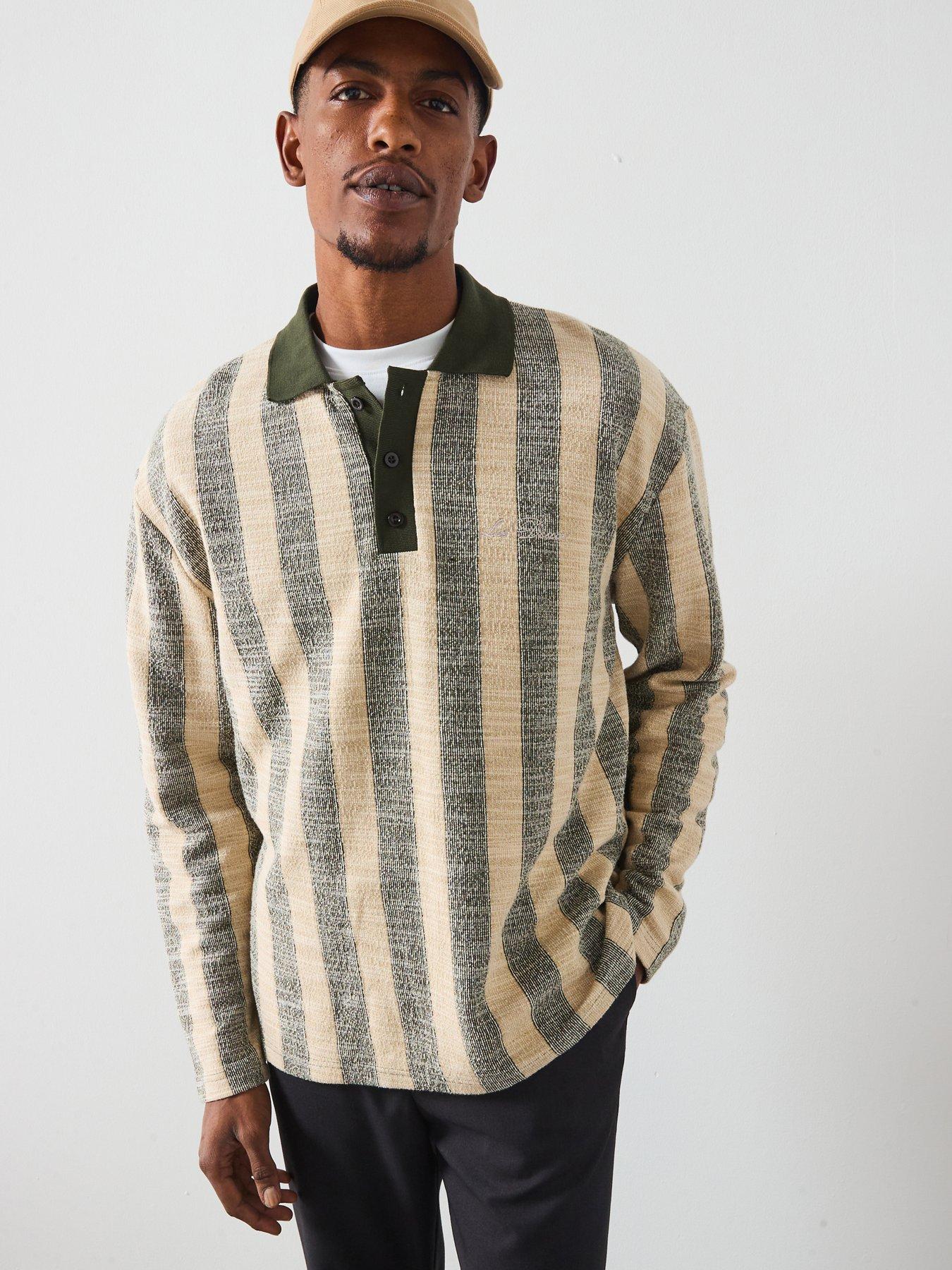 undefined Bowie Jacquard Long Sleeve Polo Shirt - Light Green