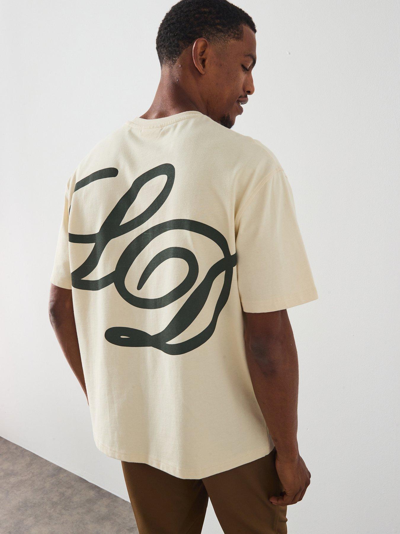 Les Deux Danton Large Back Initial Logo T-Shirt - Light Beige