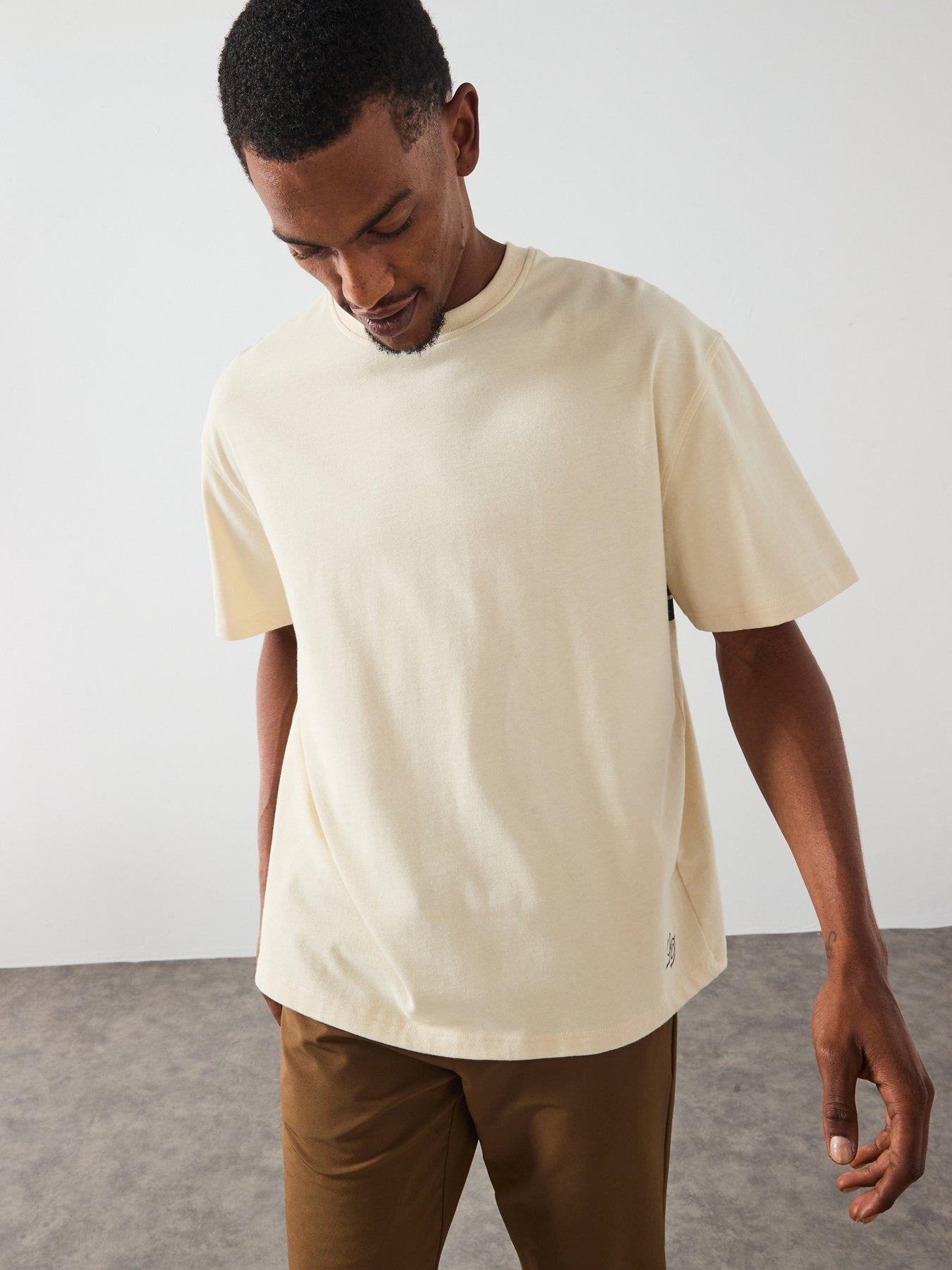 Les Deux Danton Large Back Initial Logo T-Shirt Light Beige Very