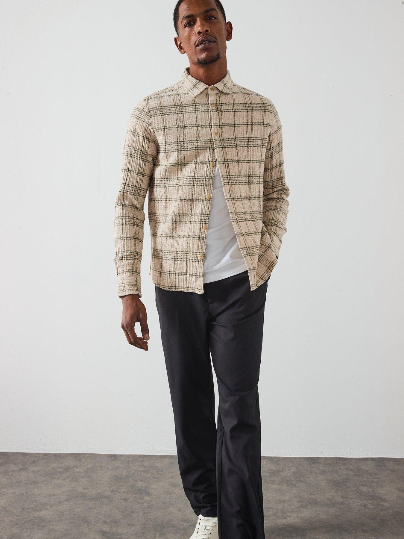 Les Deux Kash Textured Check Overshirt - Light Beige | Very