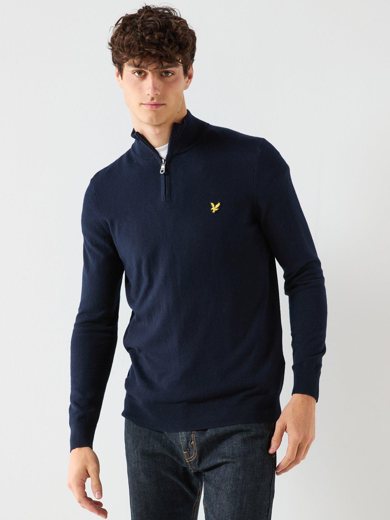 Lyle & Scott Cotton Merino Quarter Zip Jumper- Navy