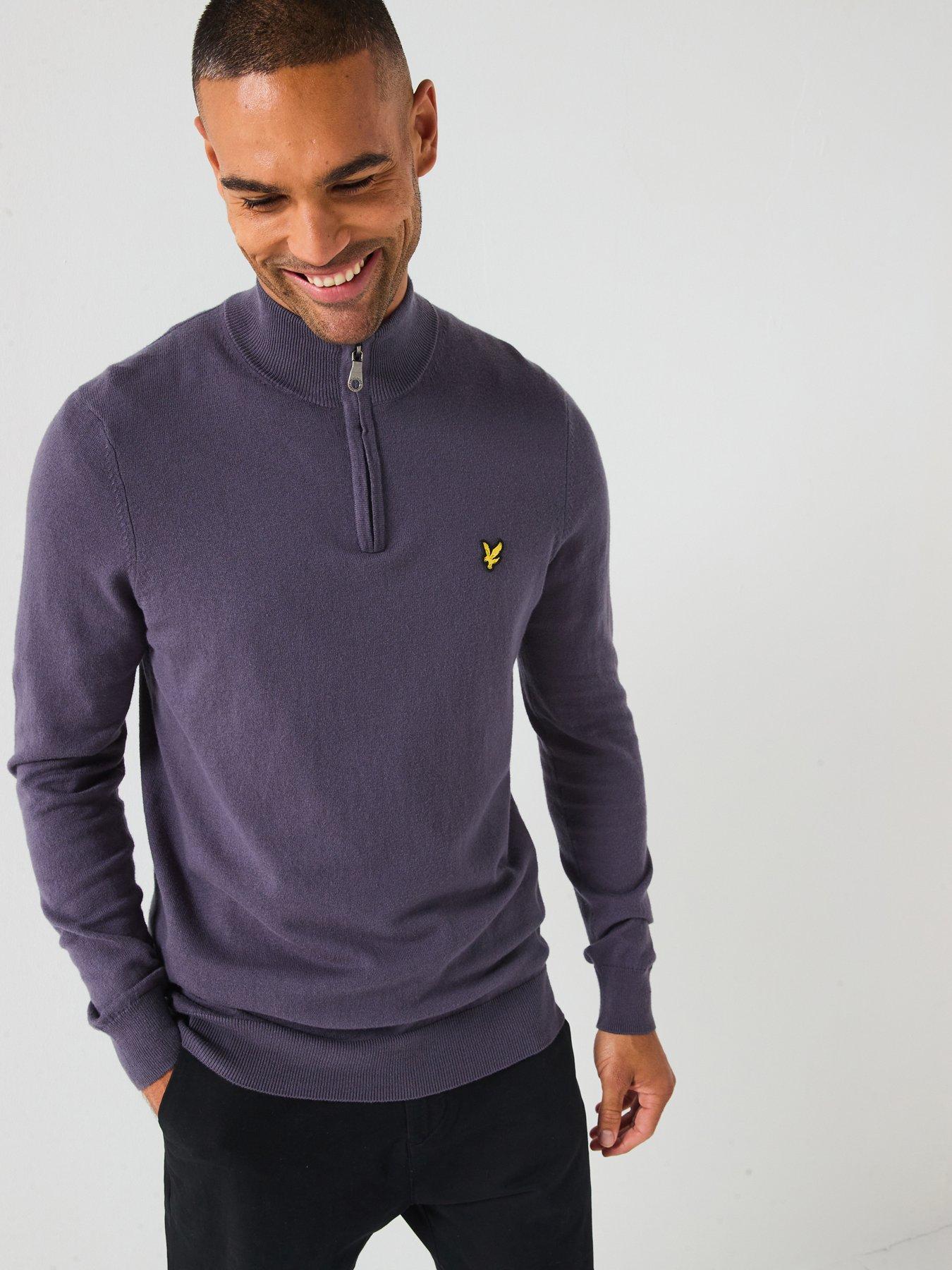 Lyle & Scott Cotton Merino Quarter Zip Jumper, Dark Blue, Size 2Xl, Men