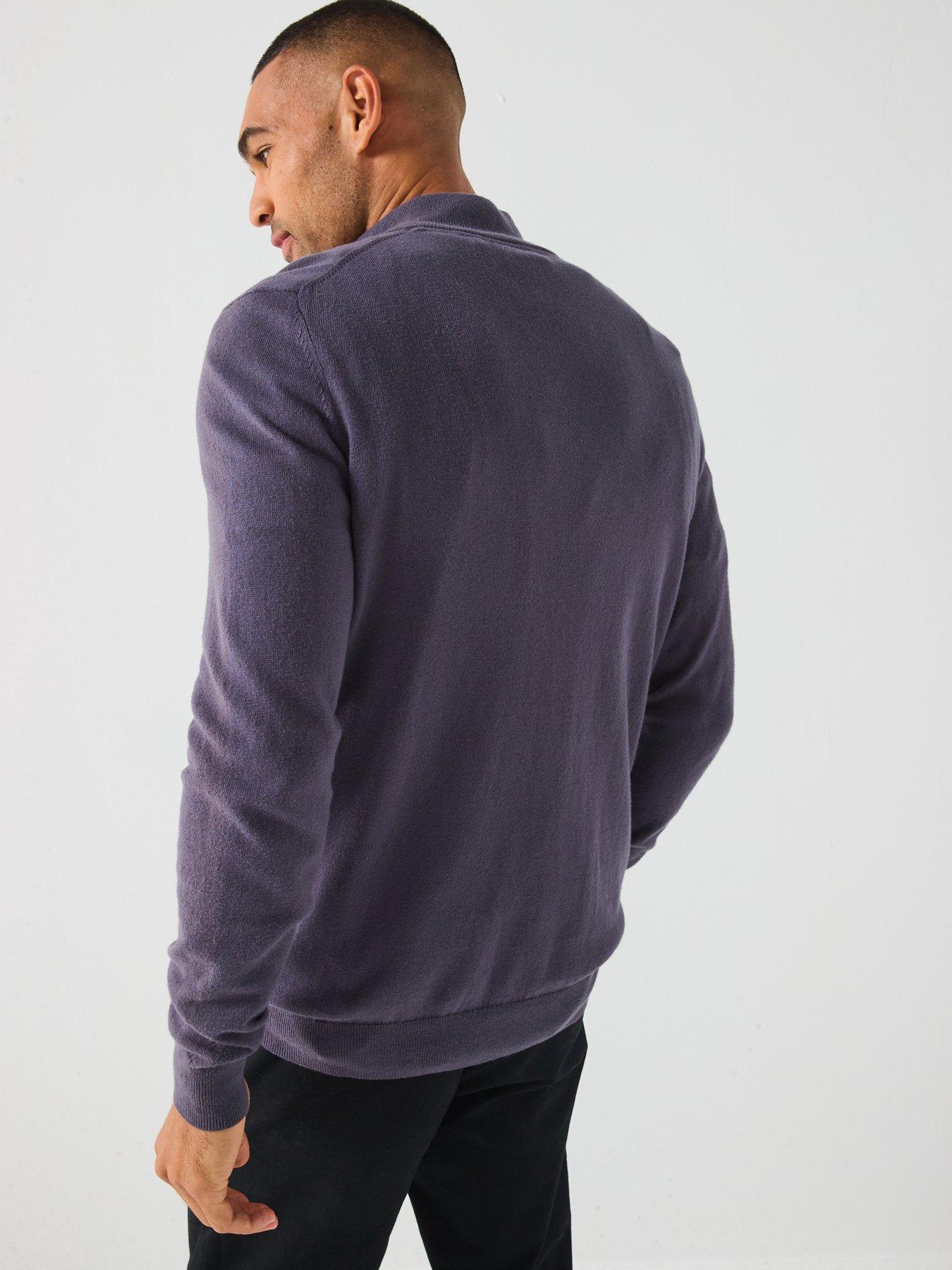 Image 2 of 6 of Lyle & Scott Cotton Merino Quarter Zip Jumper - Dark Blue