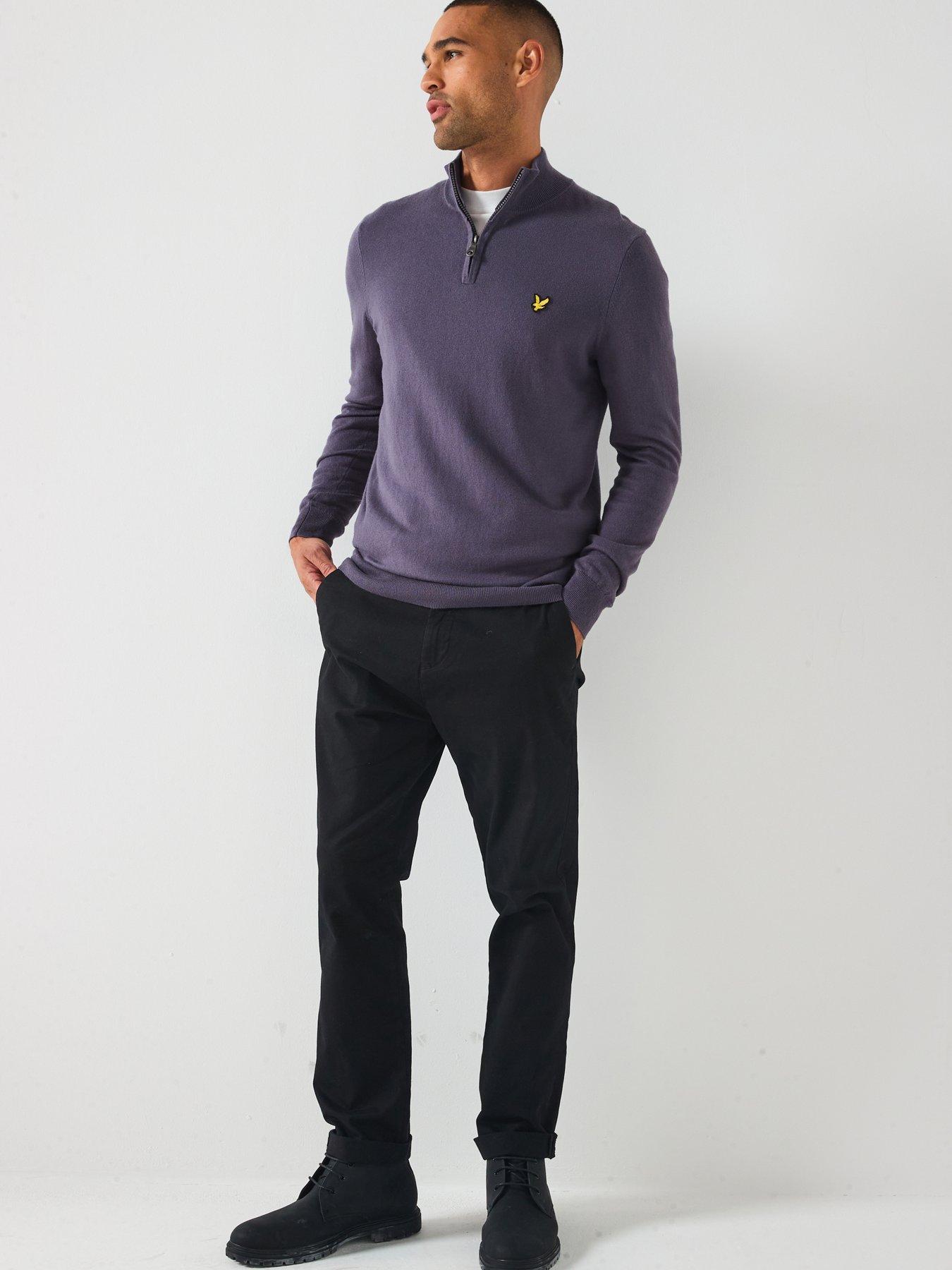 Image 3 of 6 of Lyle & Scott Cotton Merino Quarter Zip Jumper - Dark Blue