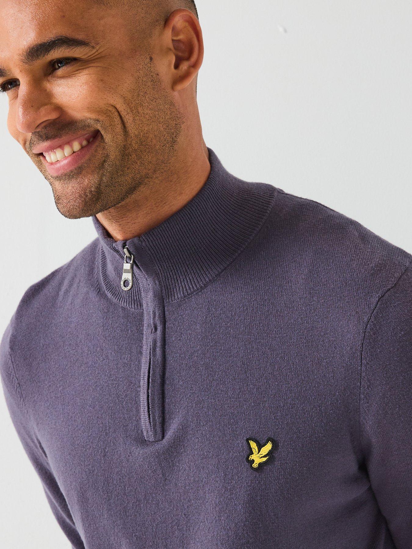 Image 4 of 6 of Lyle & Scott Cotton Merino Quarter Zip Jumper - Dark Blue