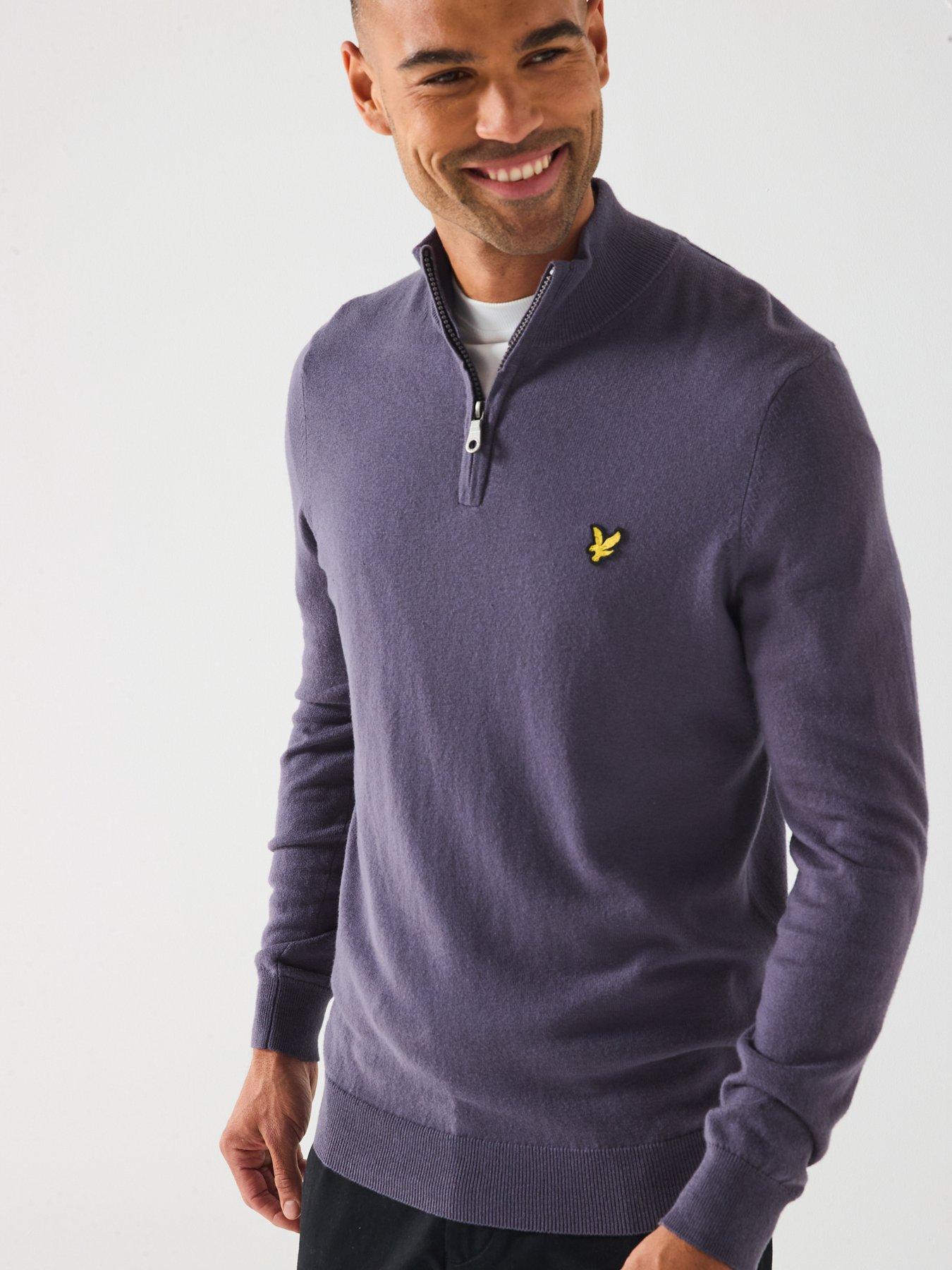 Image 5 of 6 of Lyle & Scott Cotton Merino Quarter Zip Jumper - Dark Blue