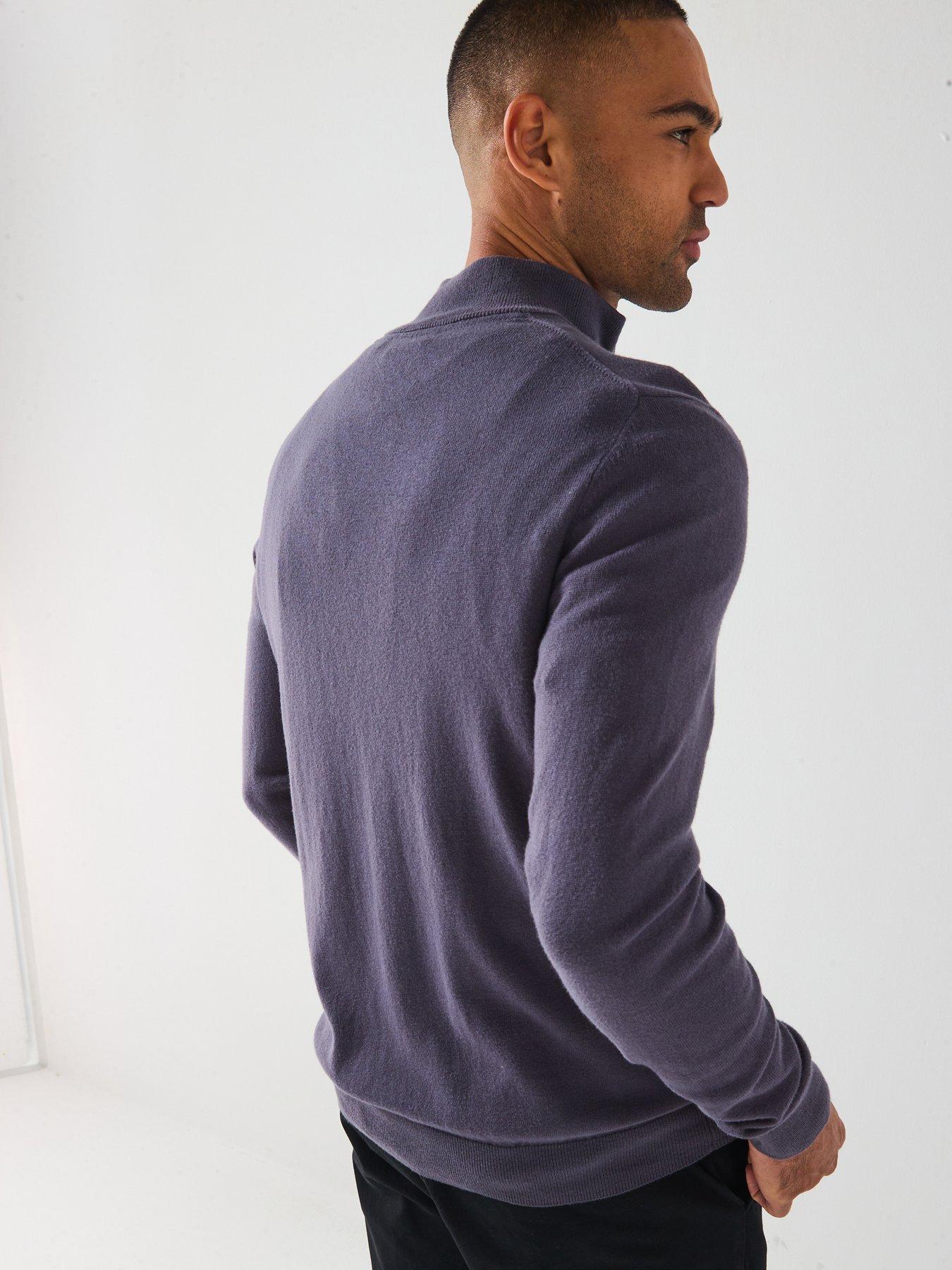 Image 6 of 6 of Lyle & Scott Cotton Merino Quarter Zip Jumper - Dark Blue
