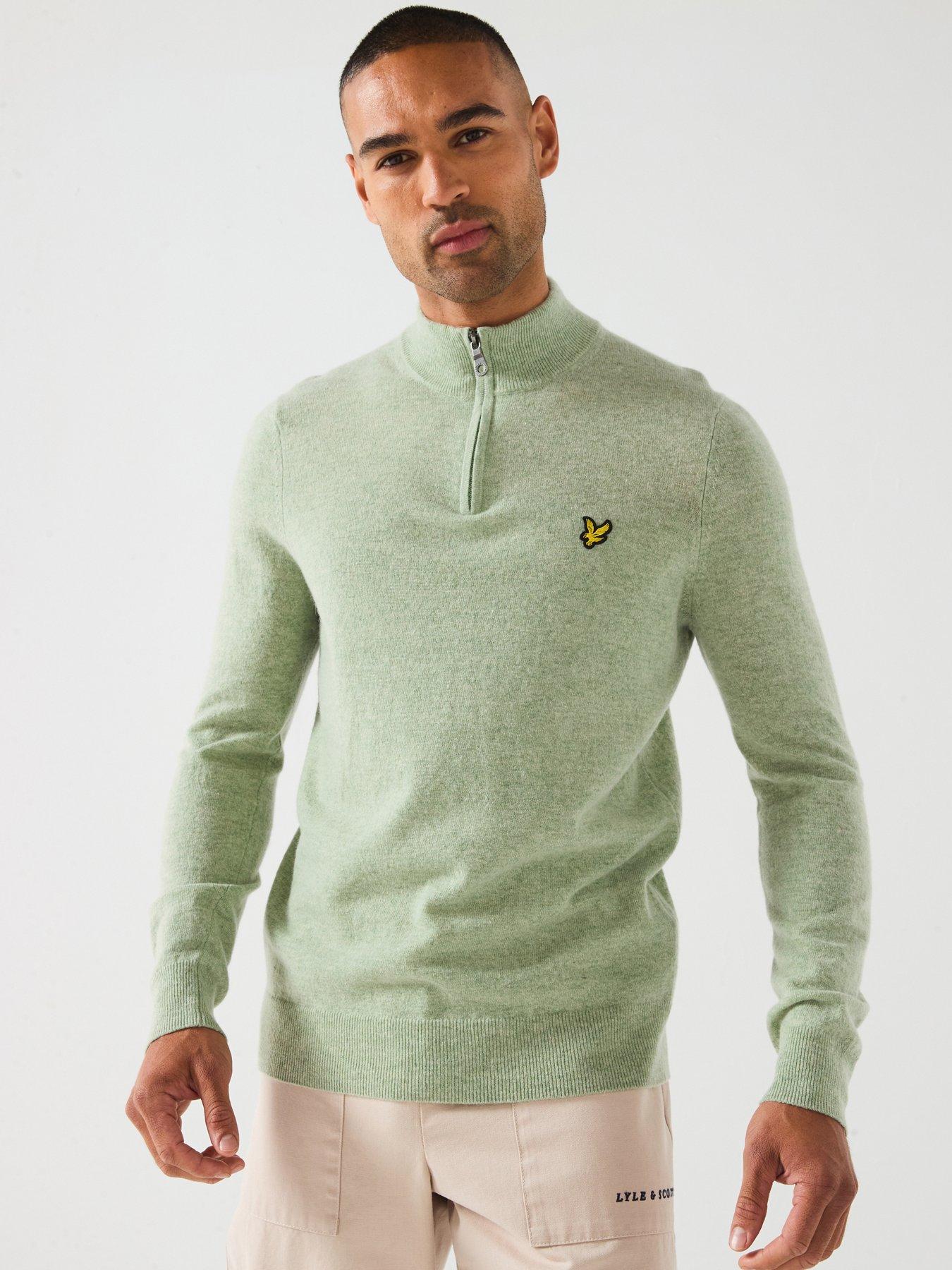 Image 1 of 6 of Lyle & Scott Lambswool Blend Quarter Zip Jumper- Green