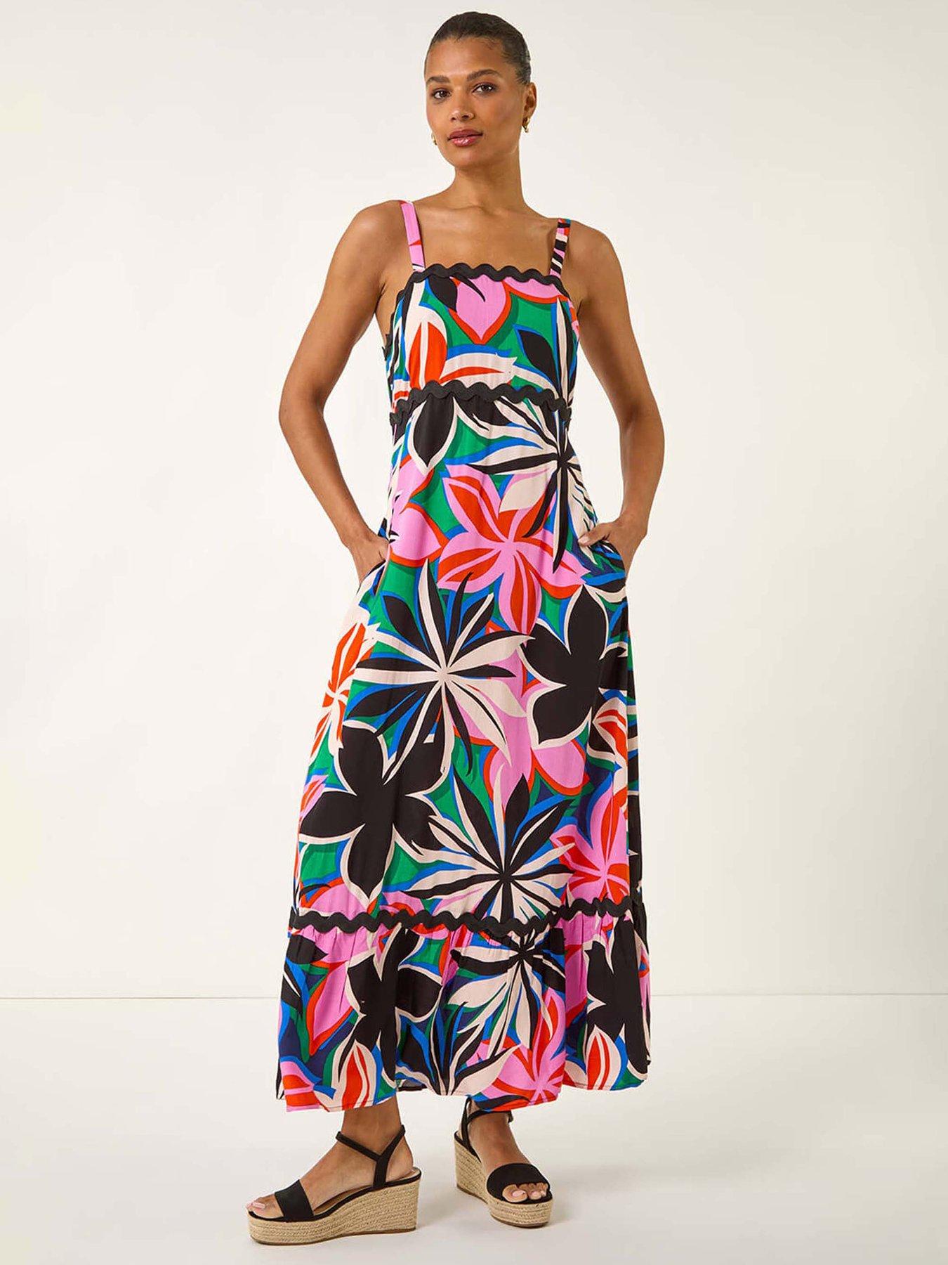 Roman Floral Ric Rac Maxi Dress - Pink