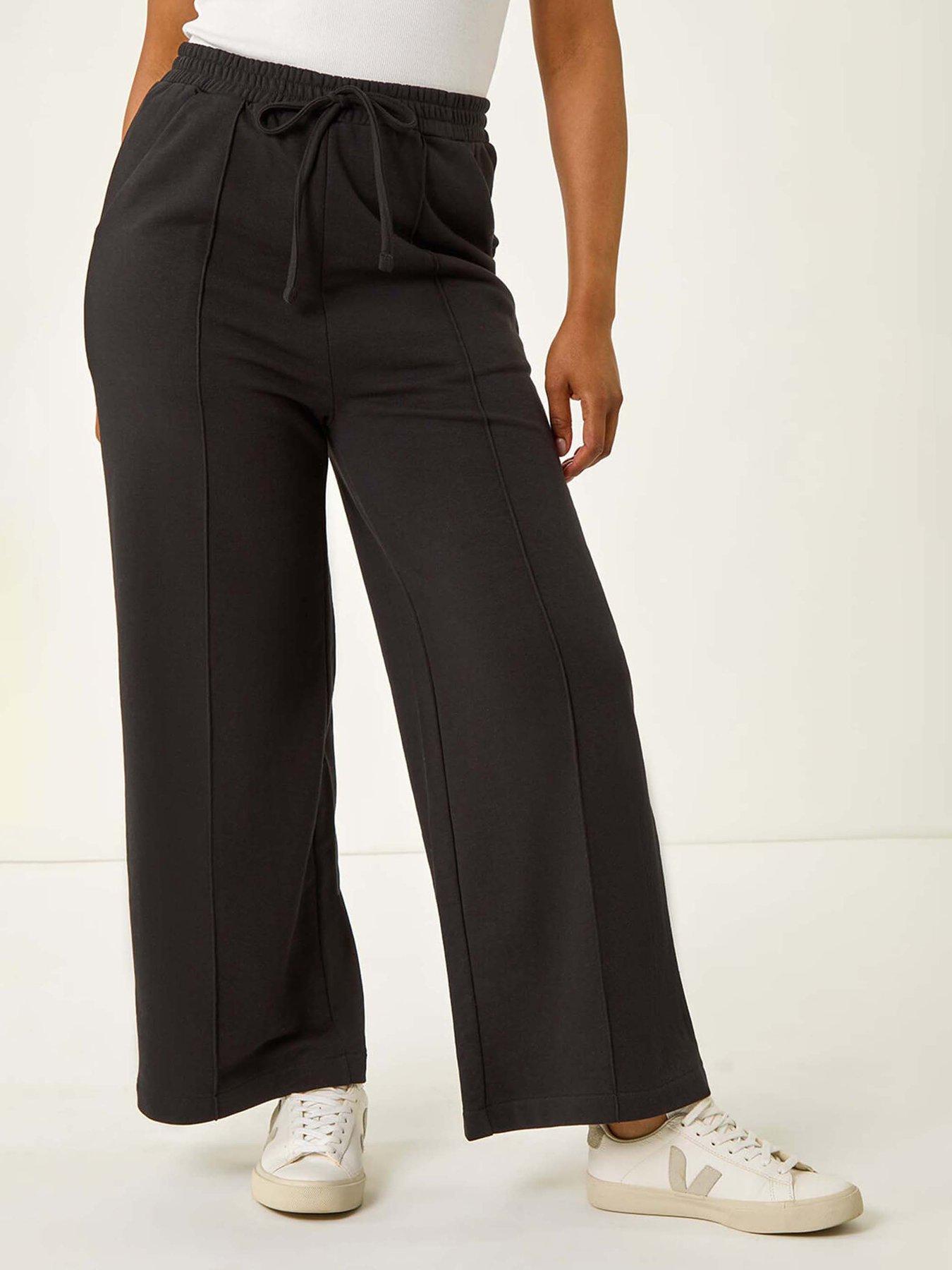 undefined Petite Pintuck Tie Front Joggers - Black