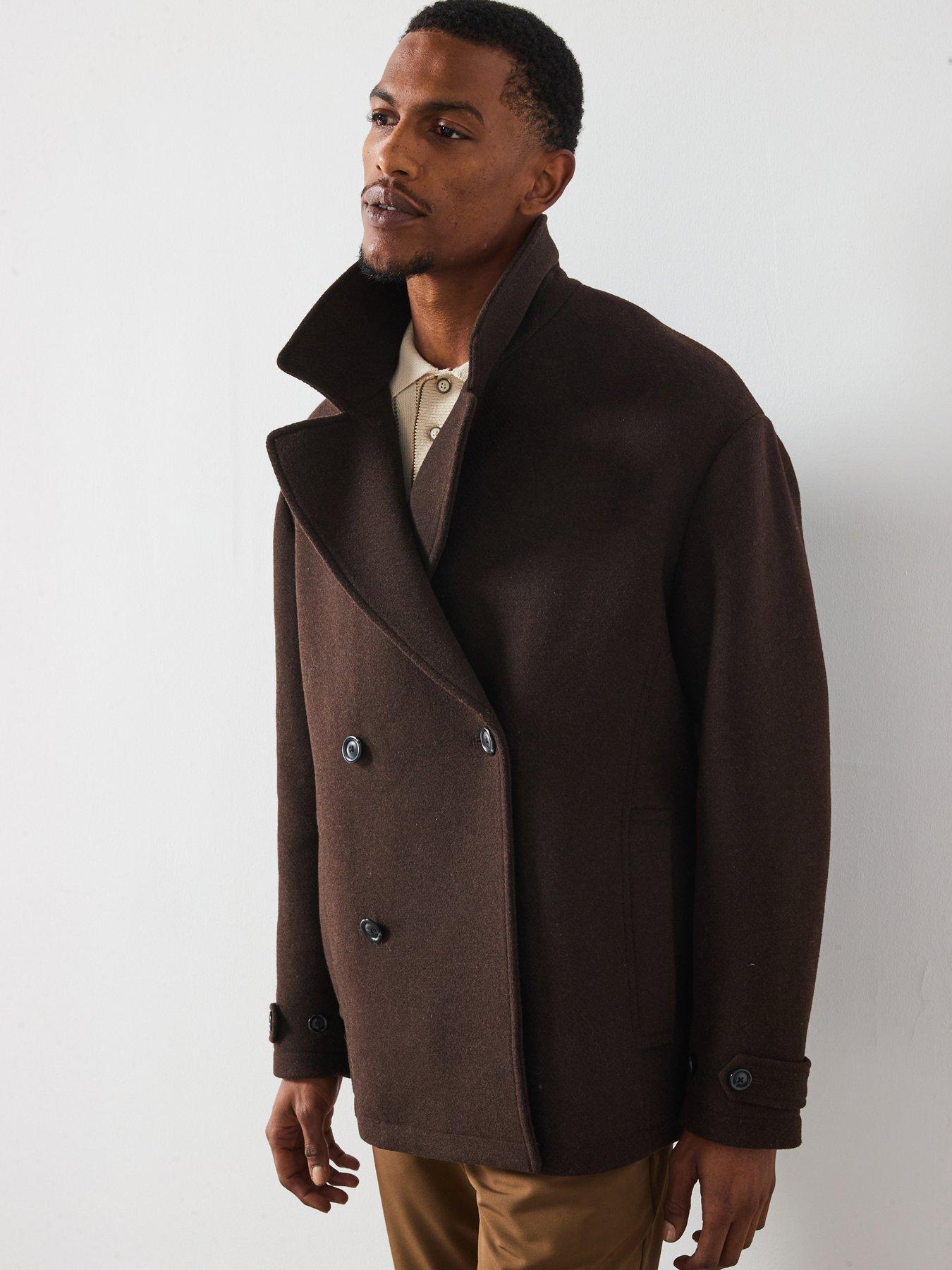 Les Deux Mckee Solid Wool Peacoat - Brown | Very