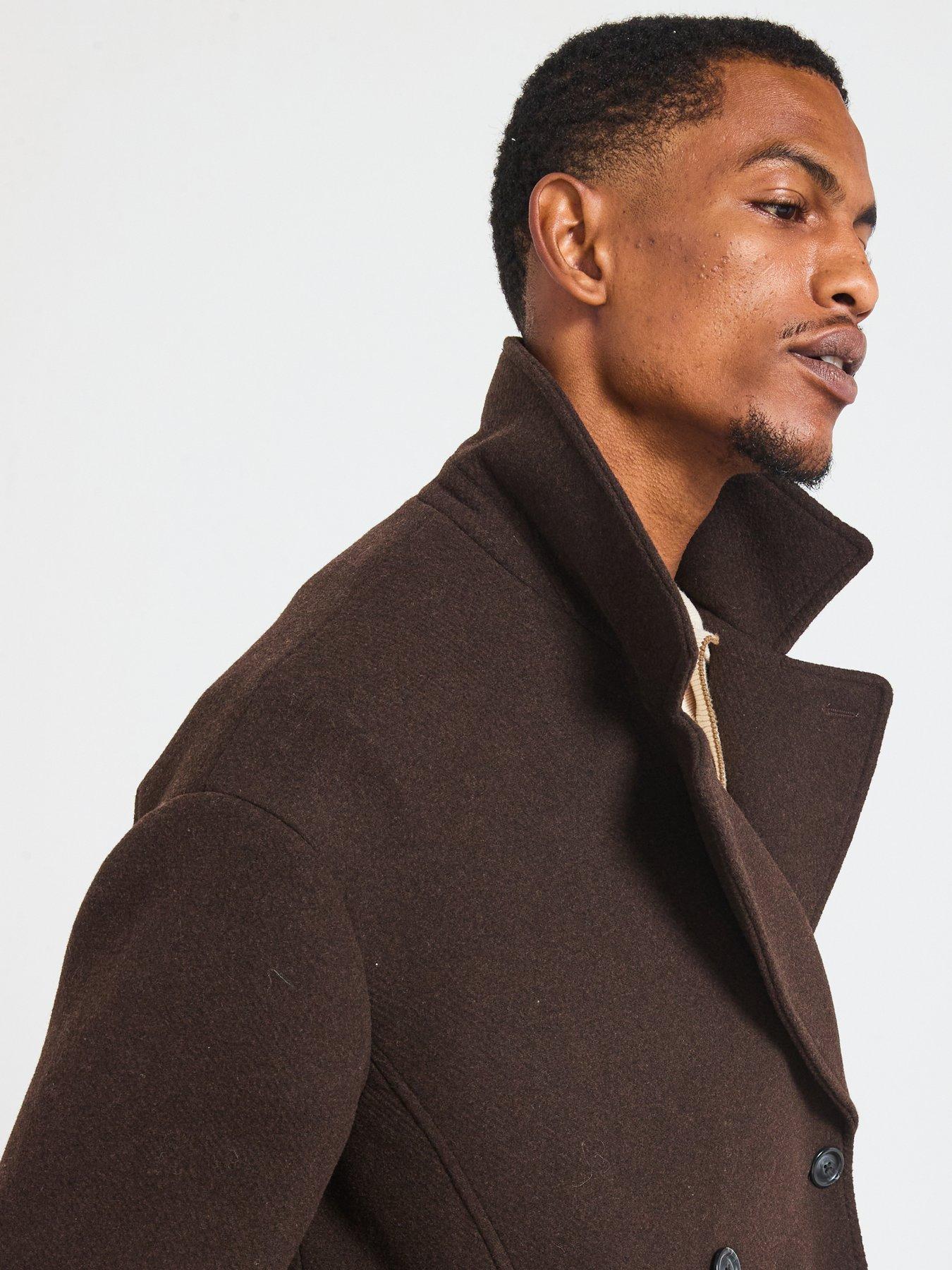 Les Deux Mckee Solid Wool Peacoat - Brown | Very