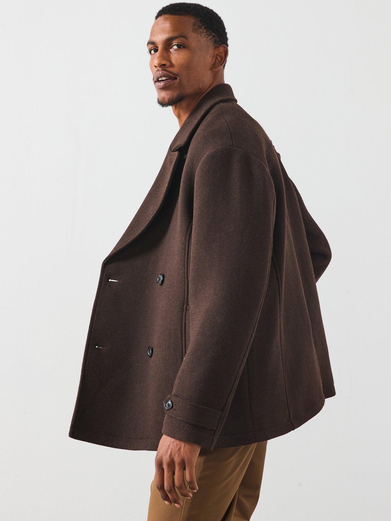 Les Deux Mckee Solid Wool Peacoat - Brown | Very