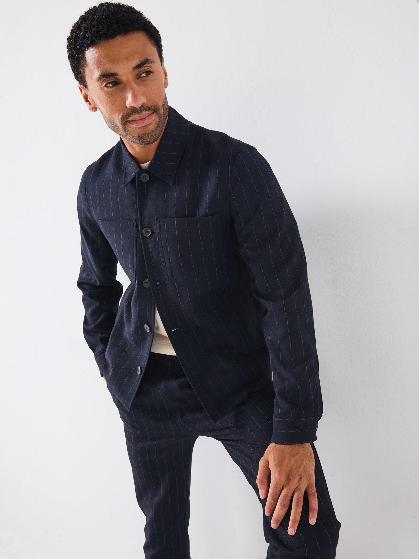 undefined Marseille Pinstripe Smart Jacket - Navy