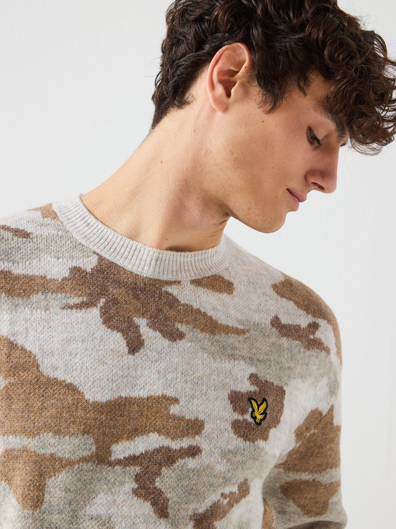 Lyle & Scott Brushed Camouflage Crew Neck Jumper - Brown | Very