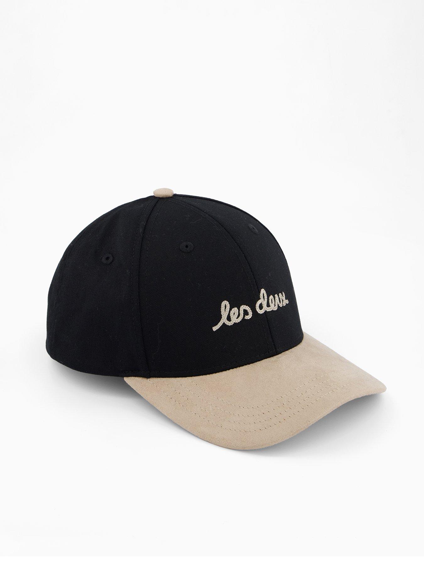 Les Deux Brad Contrast Suede Snapback Baseball Cap - Black
