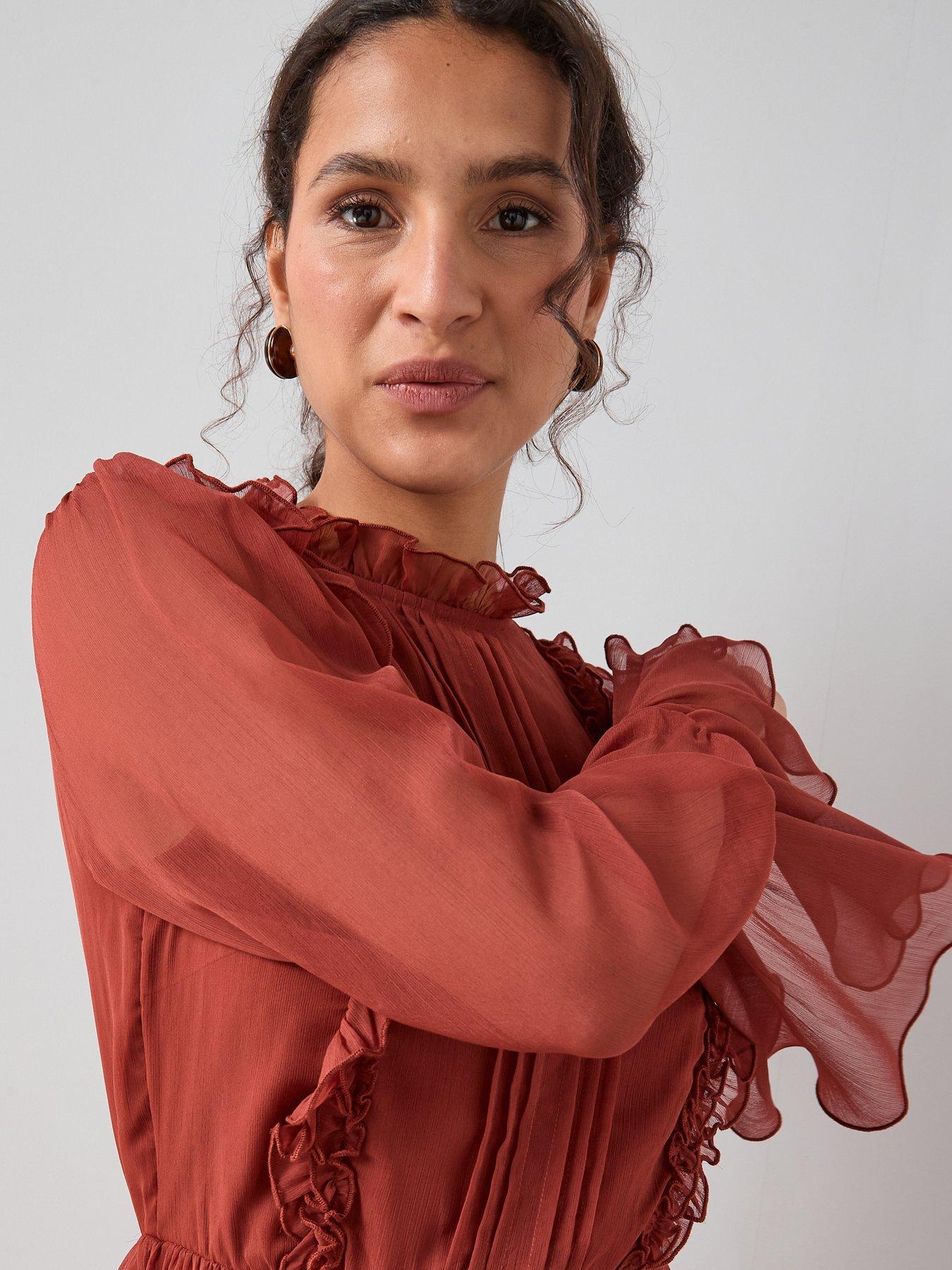 Image 5 of 7 of The Very Collection Frill Tiered Dress - Red