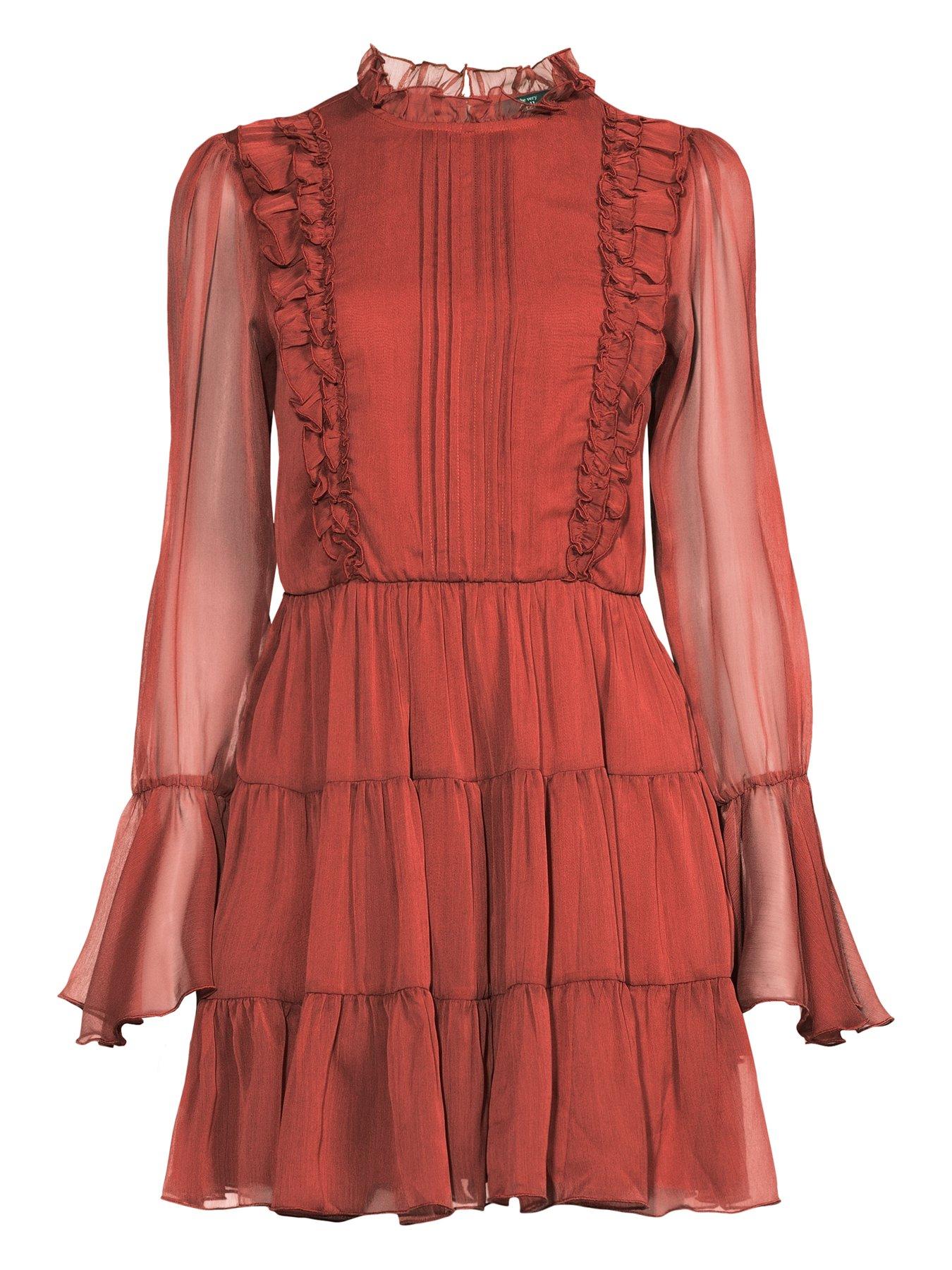 Image 7 of 7 of The Very Collection Frill Tiered Dress - Red