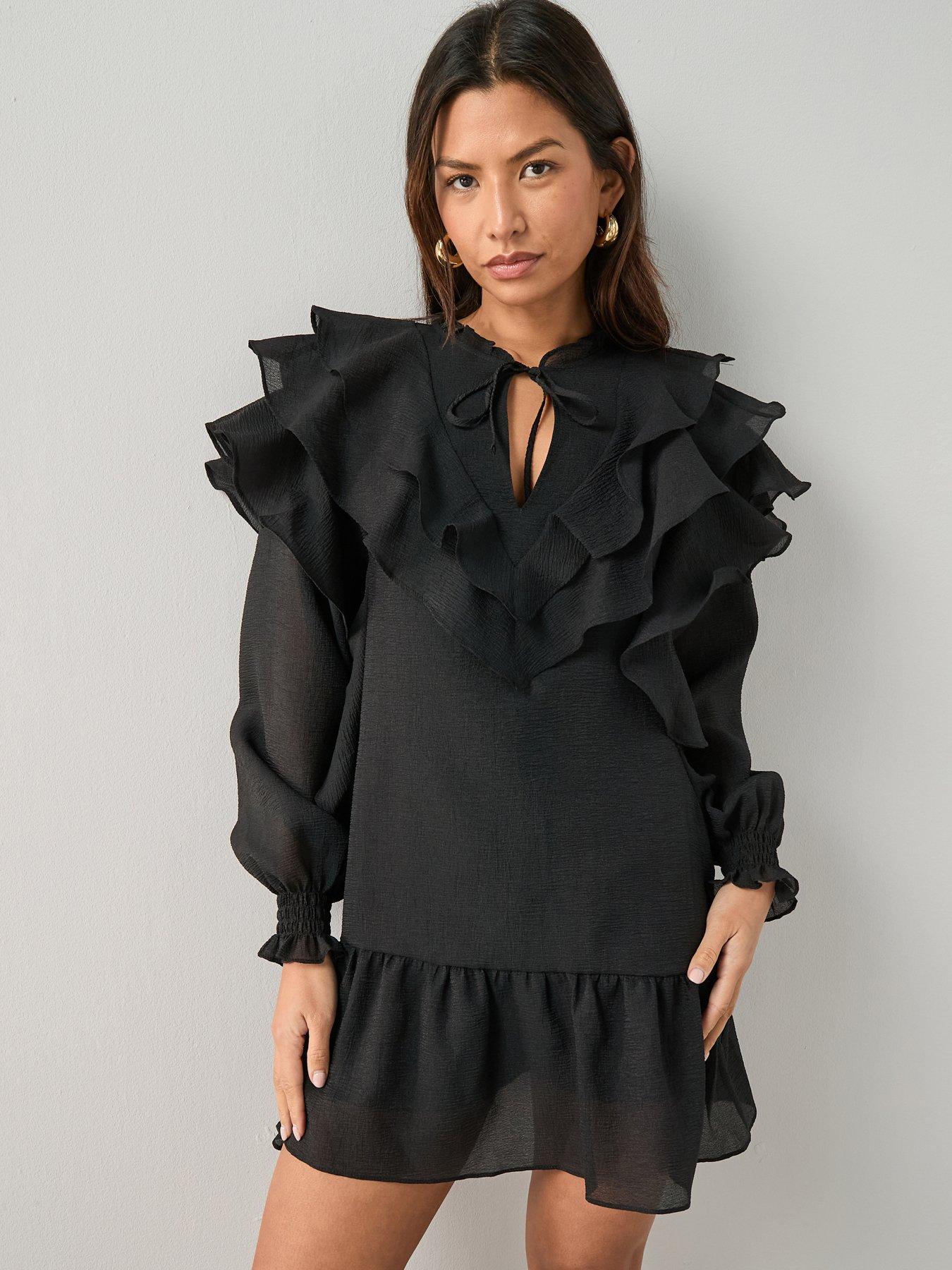 The Very Collection Ruffle Shift Dress - Black