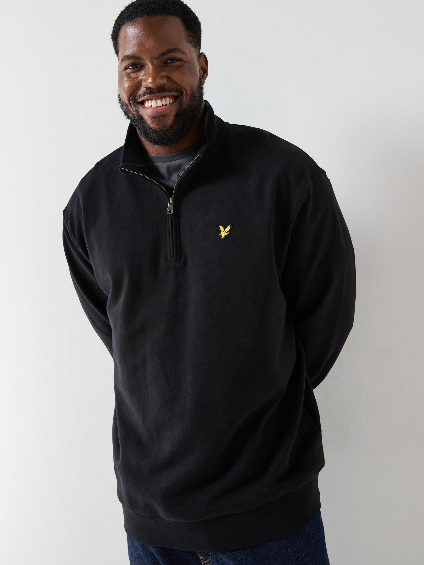 lyle-scott-big-and-tall-loopback-quarter-zip-sweatshirt-black