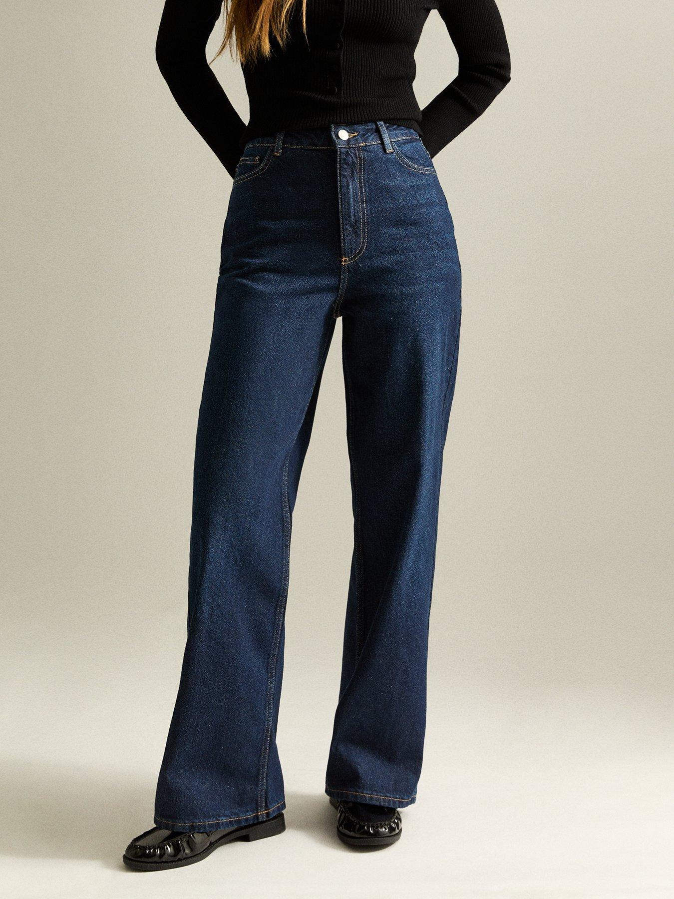 New Look Adalae High Waisted Wide Leg Jeans - Dark Blue