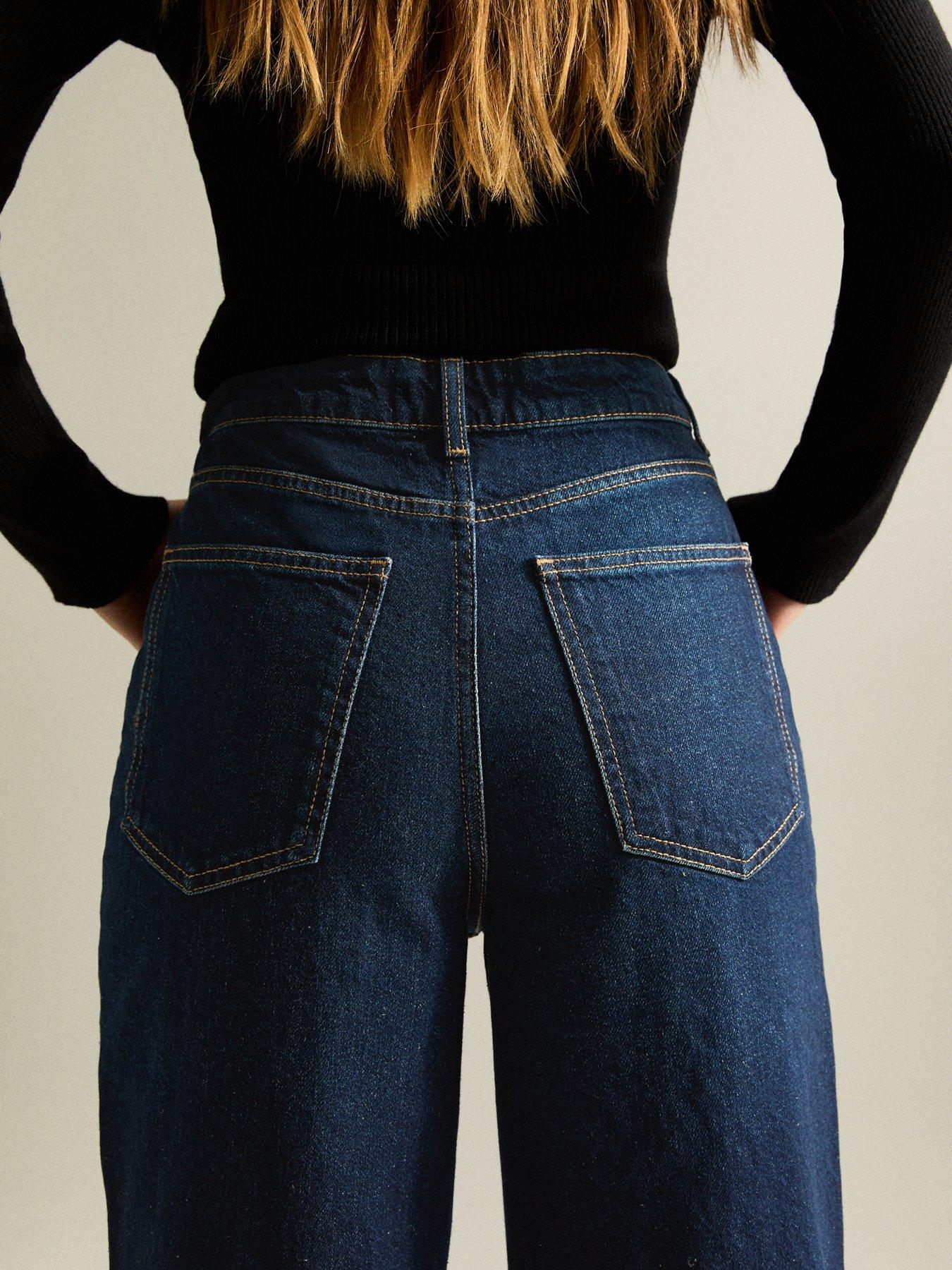 Image 7 of 7 of New Look Dark Blue Adalae High Waisted Wide Leg Jeans