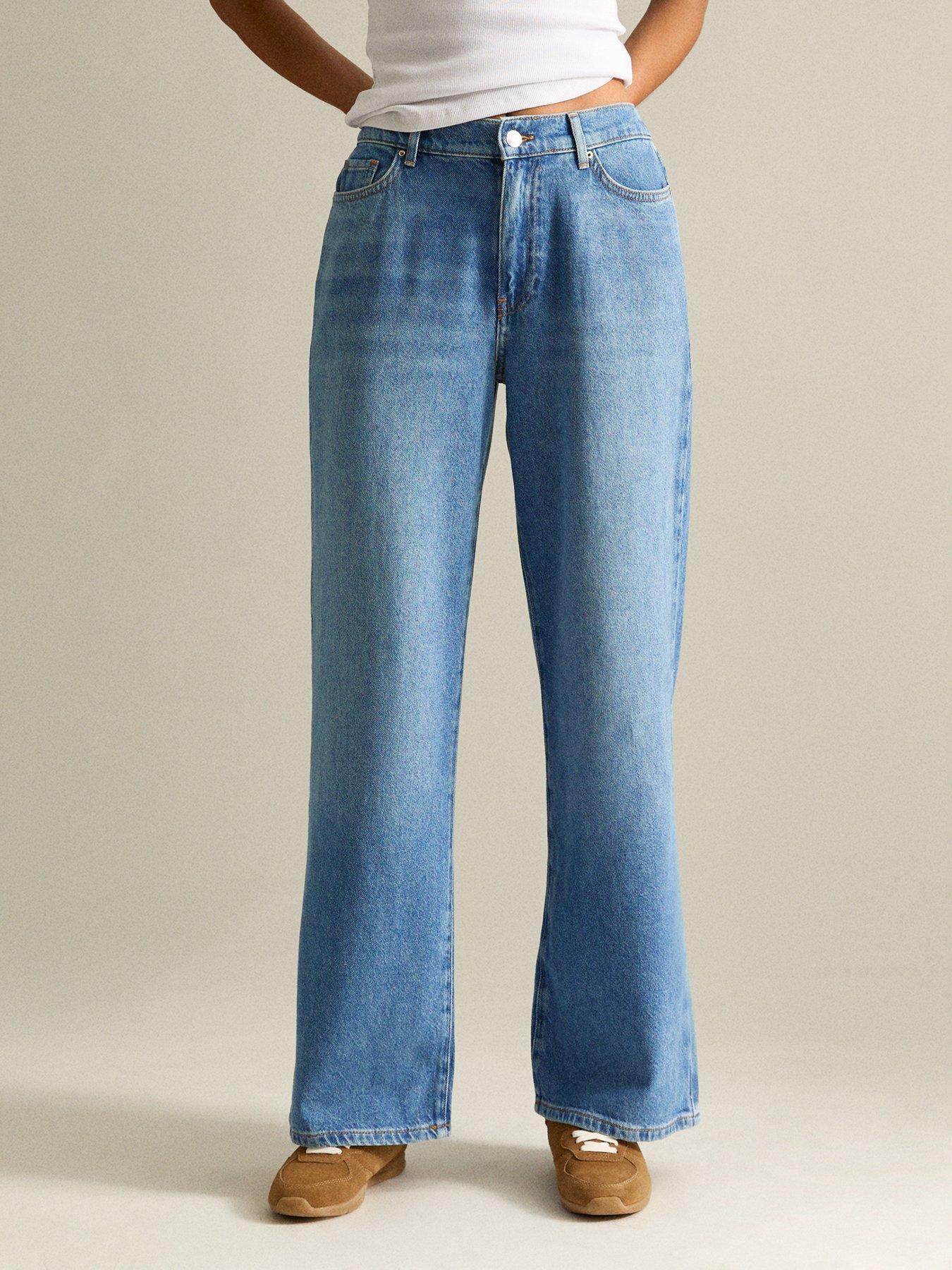 New Look Elasticated Waist Wide Leg Jeans - Blue