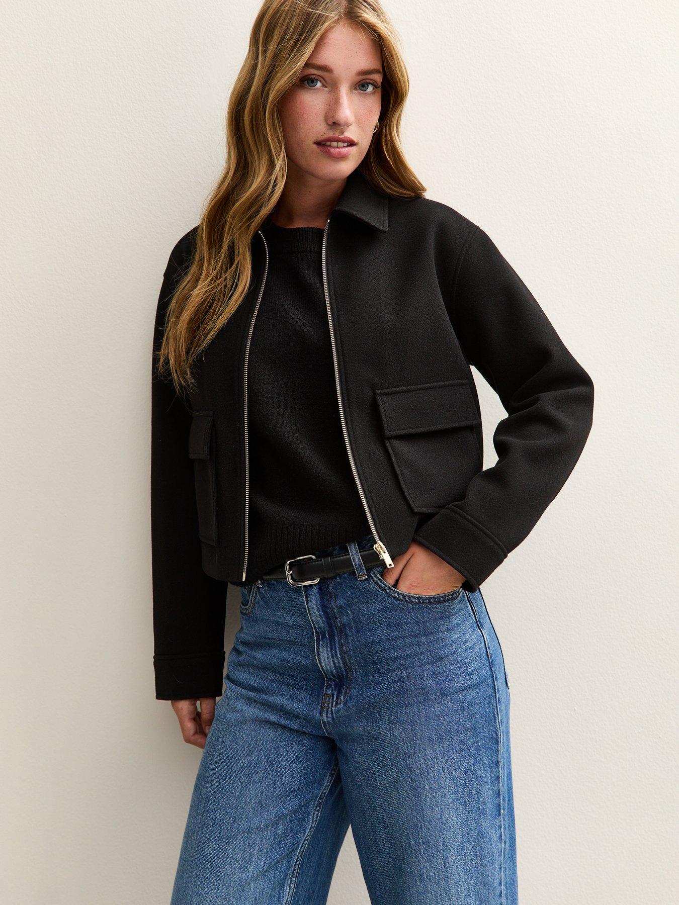 undefined Zip Front Harrington Jacket - Black