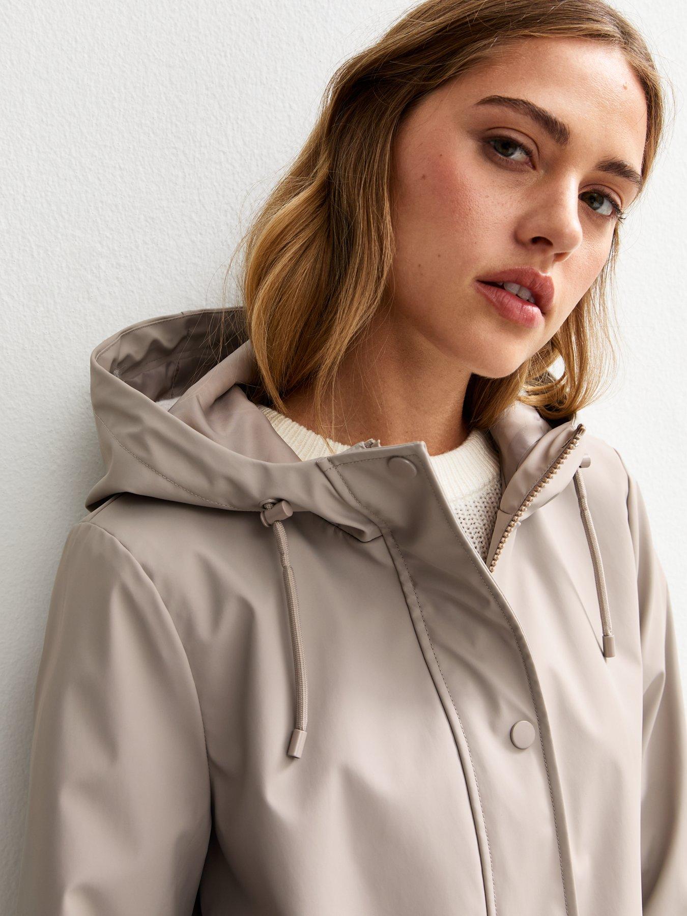 New Look Water Resistant Drawstring Hood Rain Anorak Mink Very