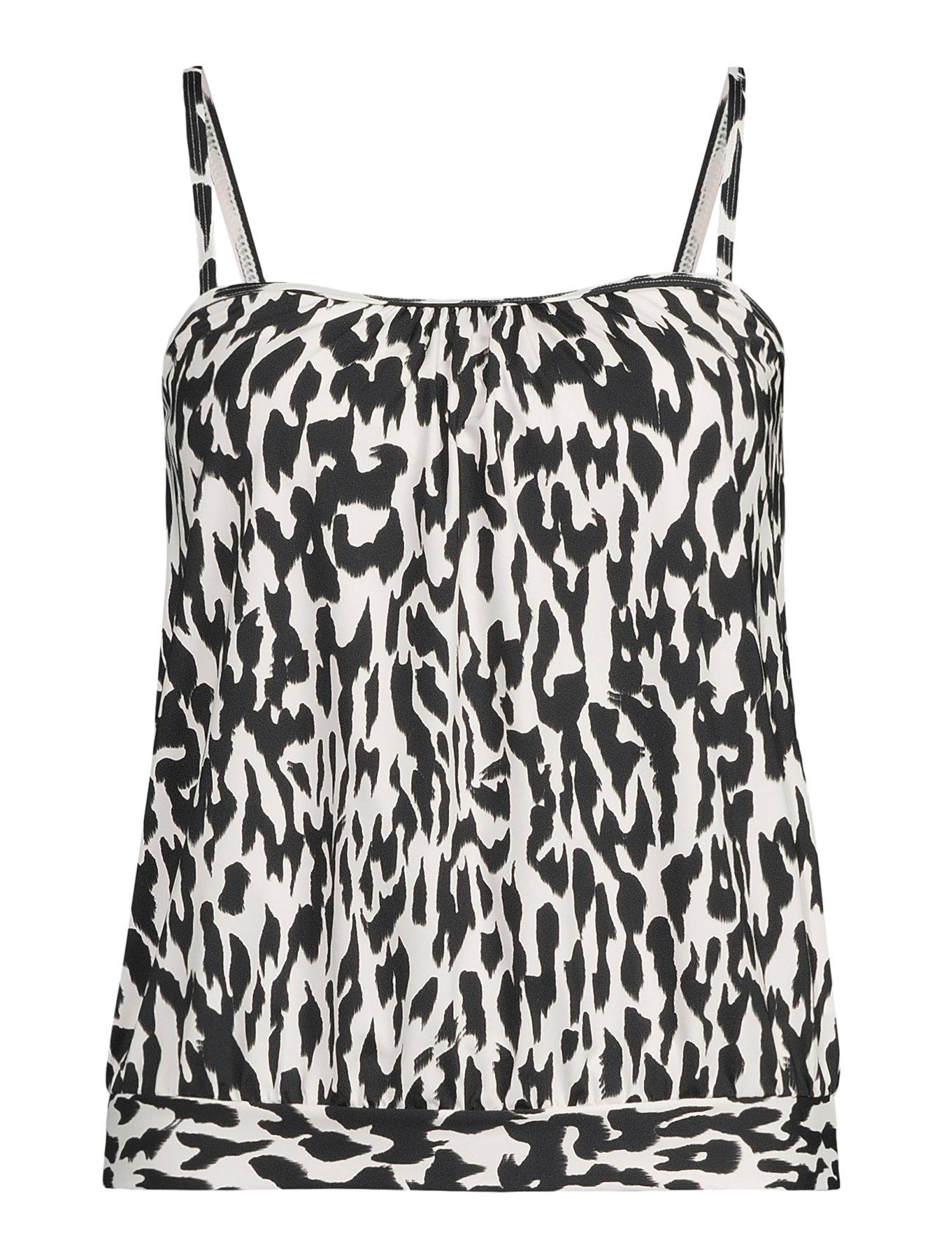 Image 7 of 7 of The Very Collection Mono Print Tankini Blouson Top - Black