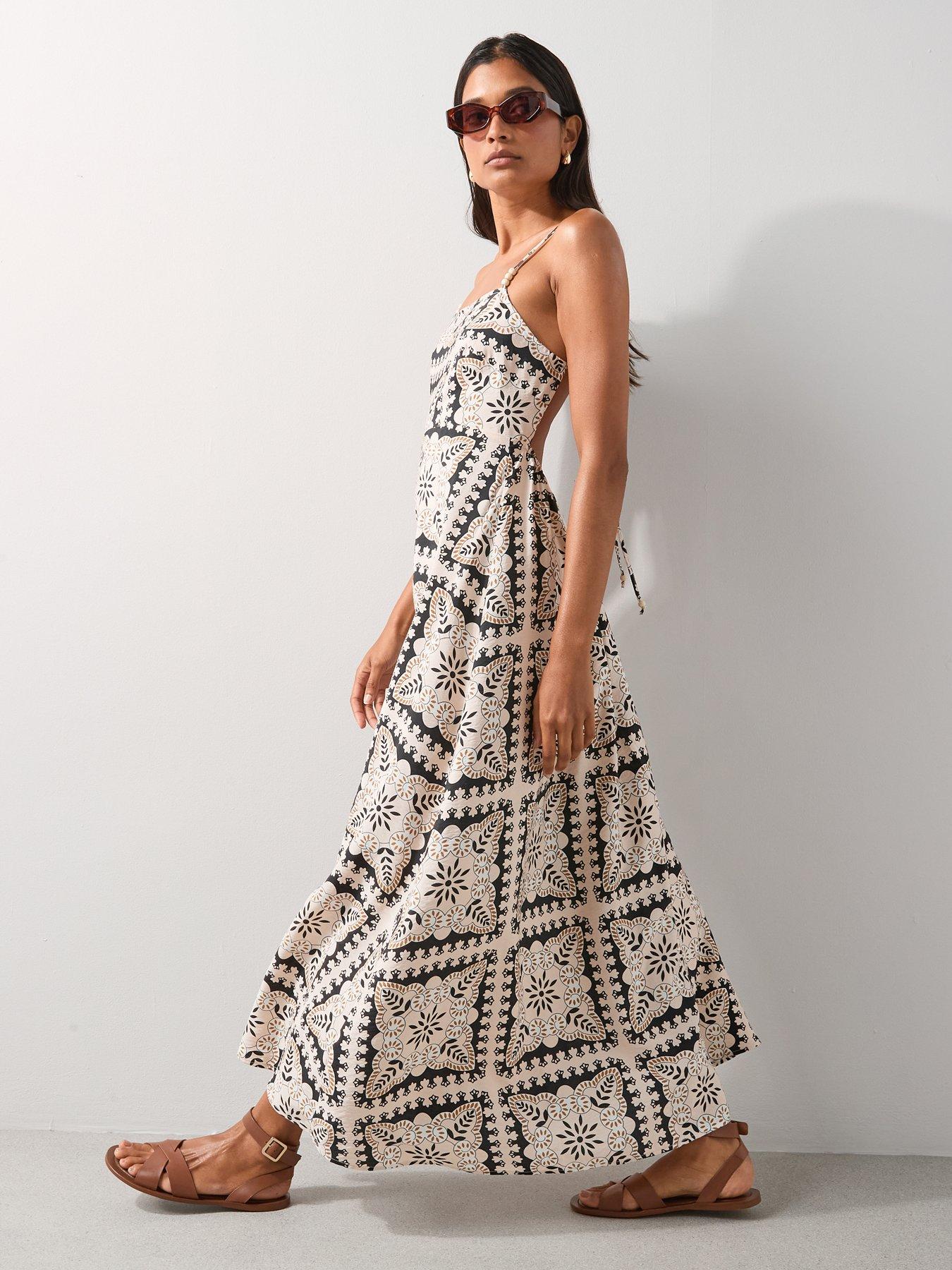 Image 1 of 7 of The Very Collection Tile Print Strappy Maxi Dress - Multi