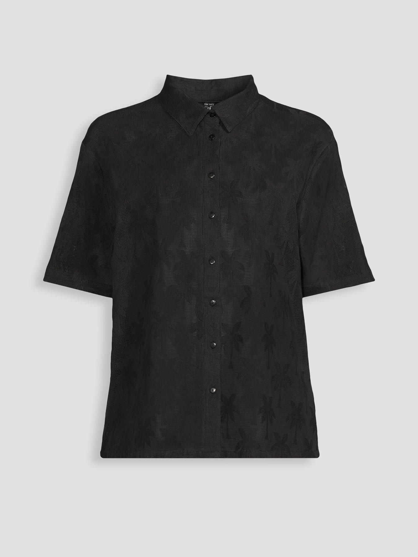Image 7 of 7 of The Very Collection Palm Tree Beach Shirt - Black