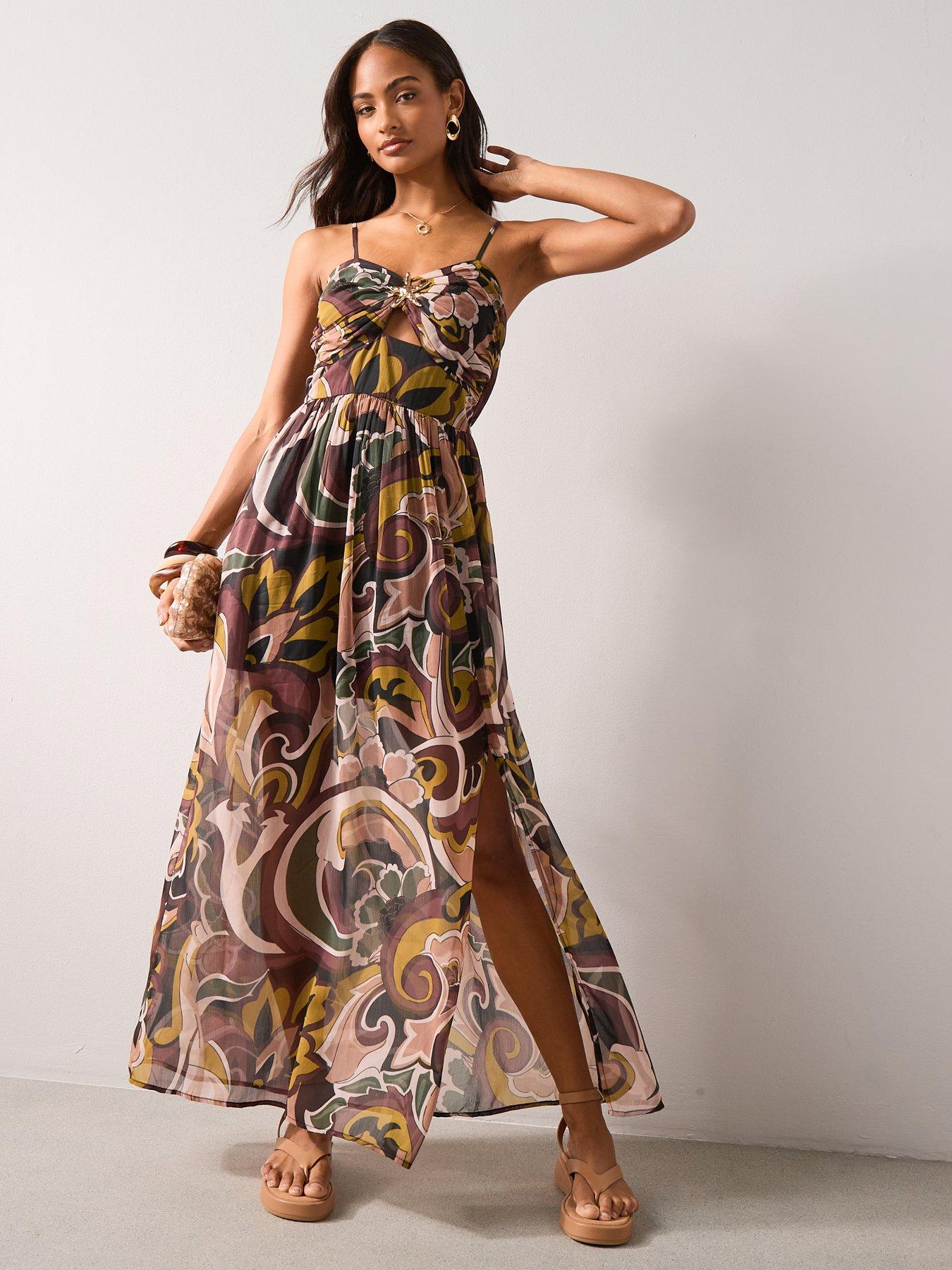 The Very Collection Cut Out Abstract Maxi Beach Dress - Multi