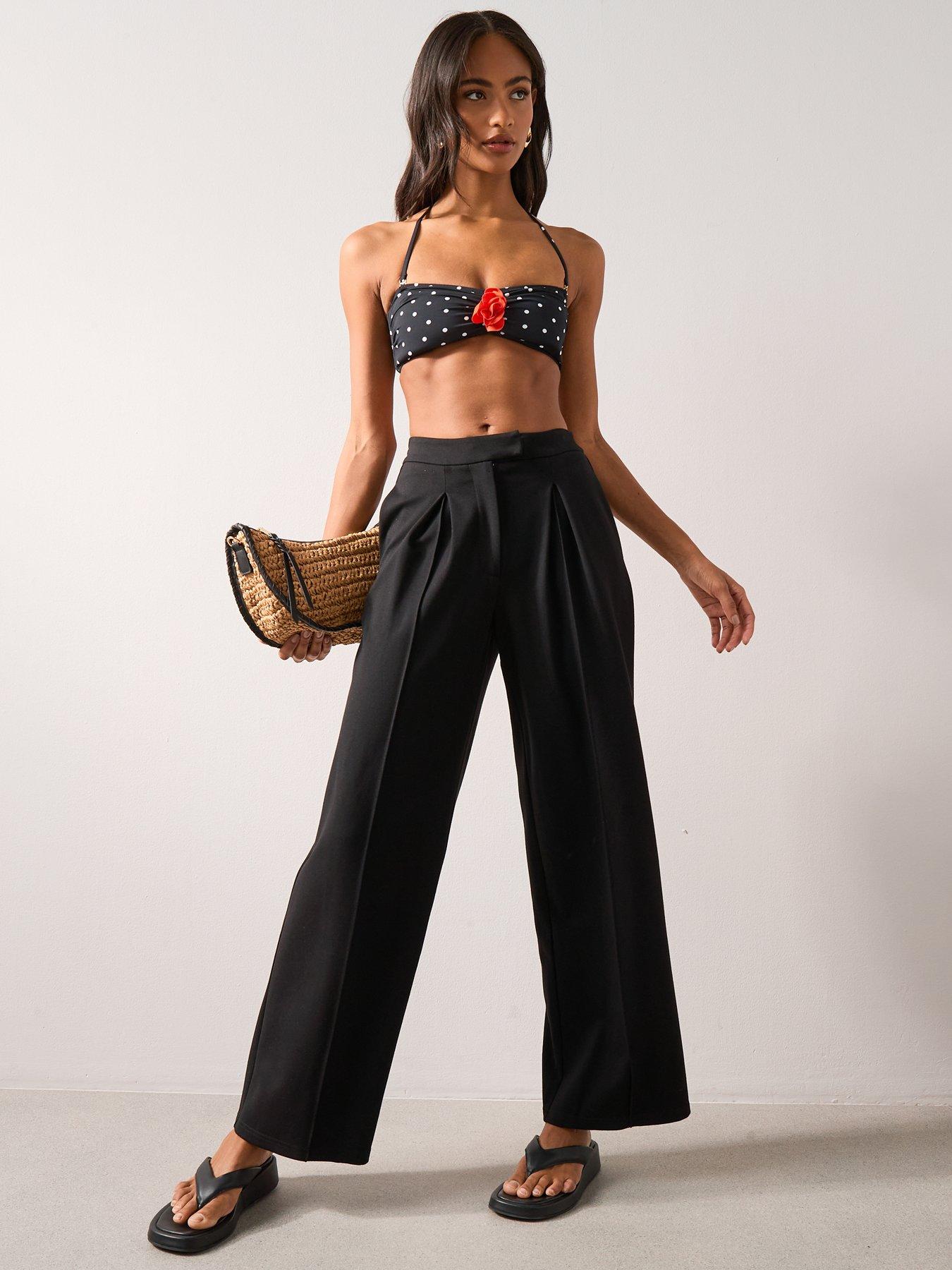 Image 3 of 7 of The Very Collection Polka Dot Floral Bikini Top - Black