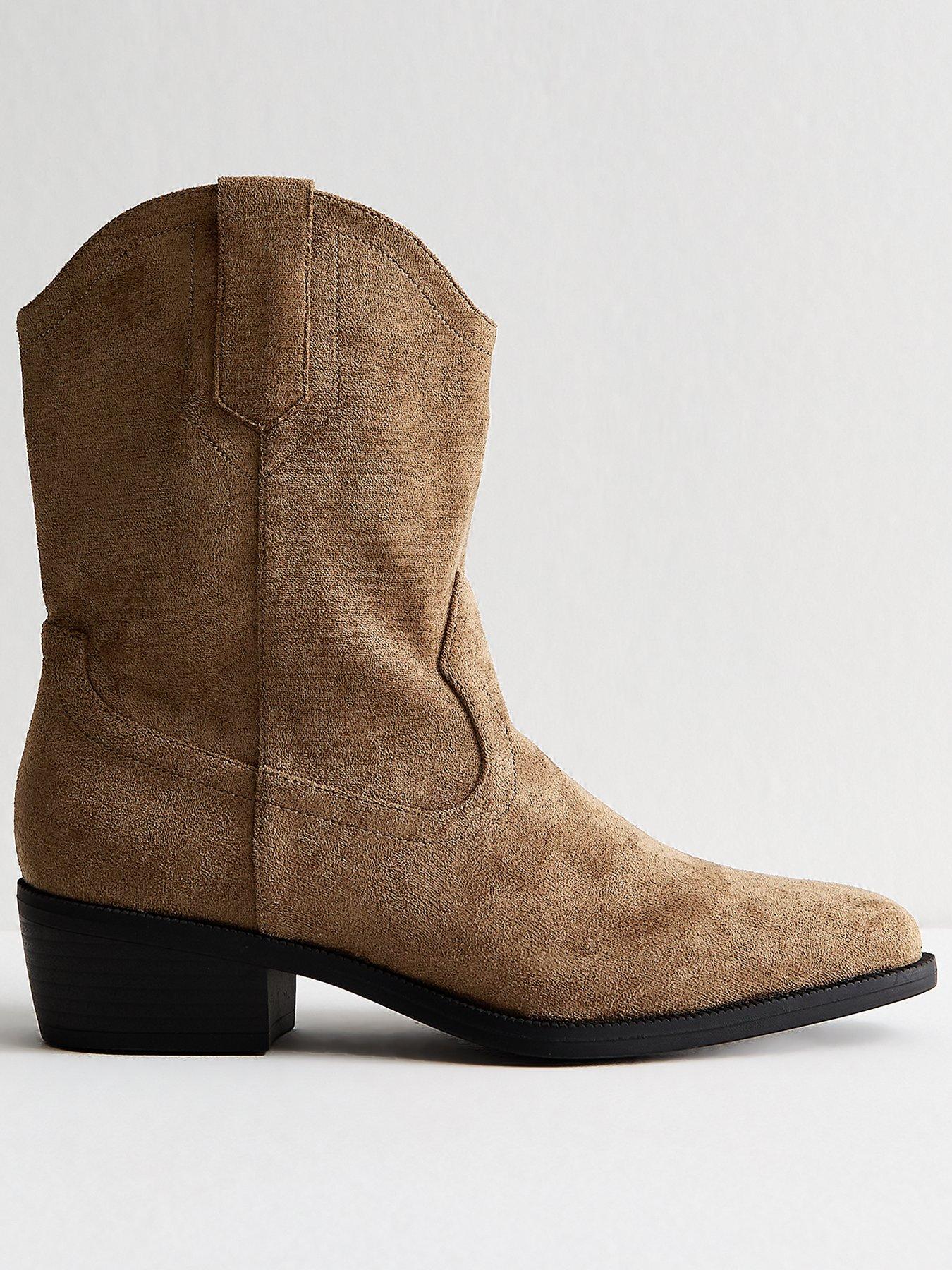 undefined Camel Faux Suede Western Boots - Brown