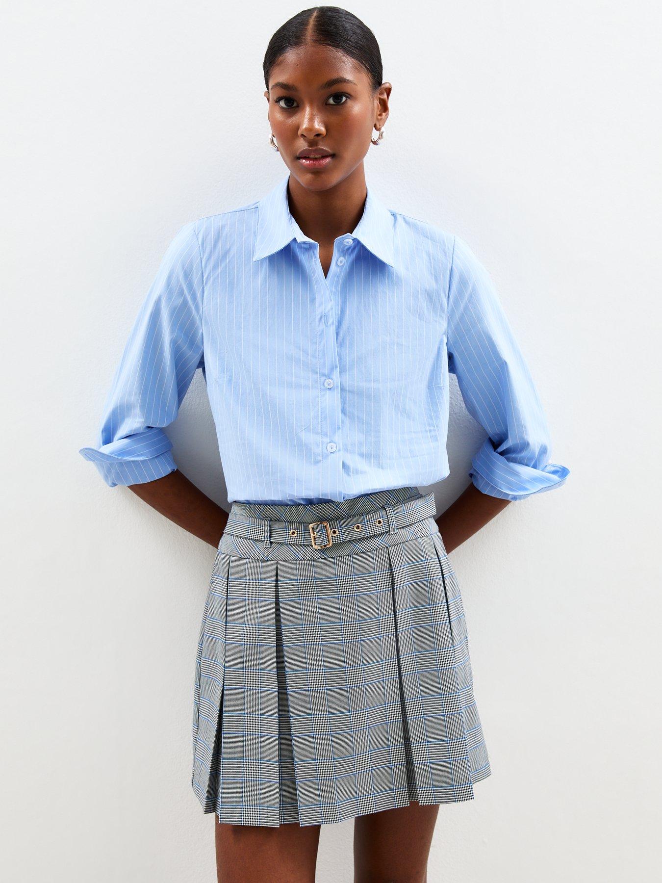 undefined Striped Slim Fit Poplin Shirt - Blue