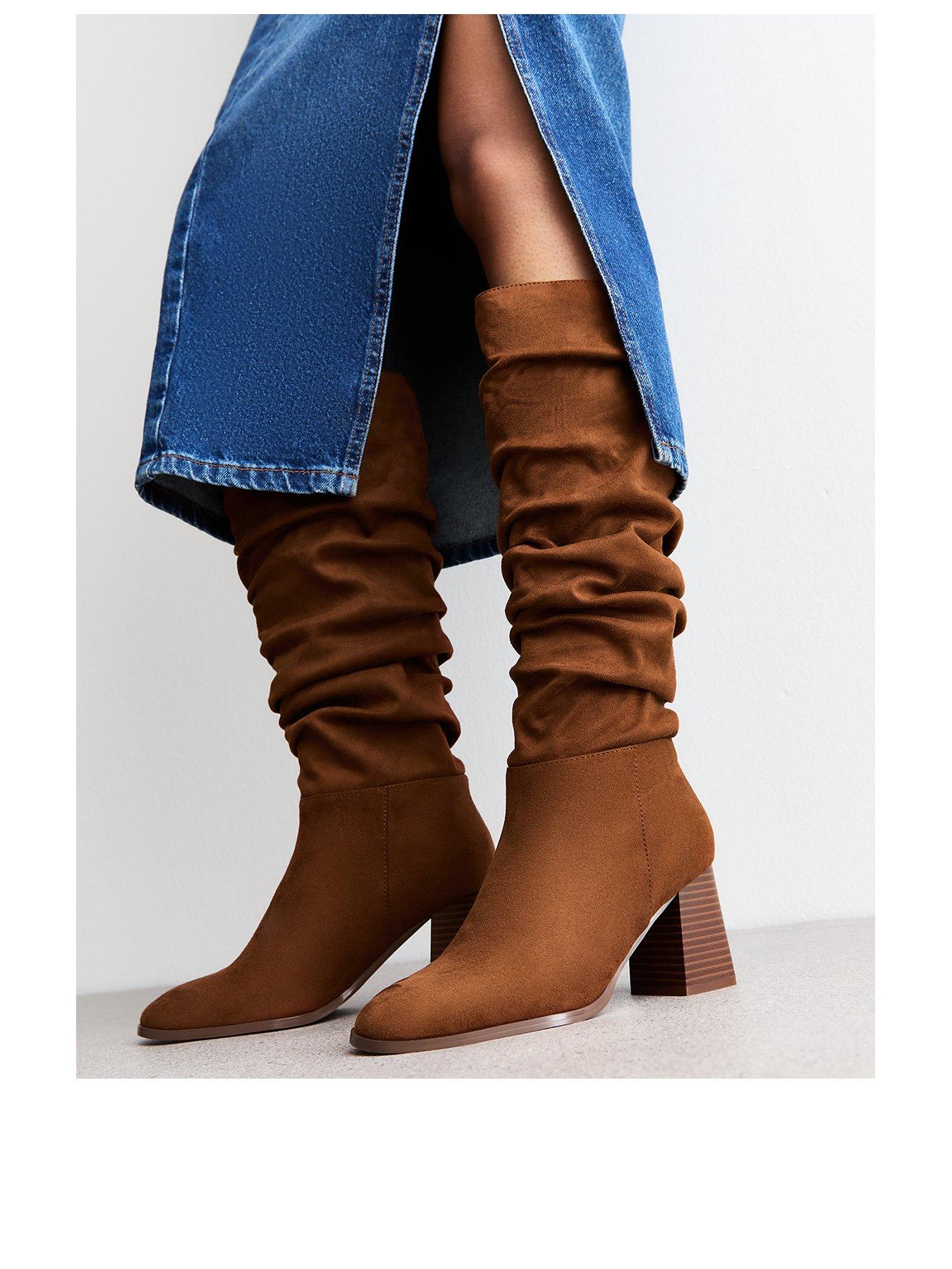 Sailor Suede Ruched Knee High Boots - Brown main image 0