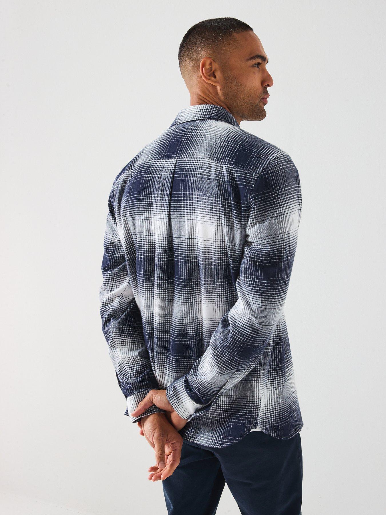 Lyle & Scott Ombre Check Flannel Shirt - Dark Blue | Very