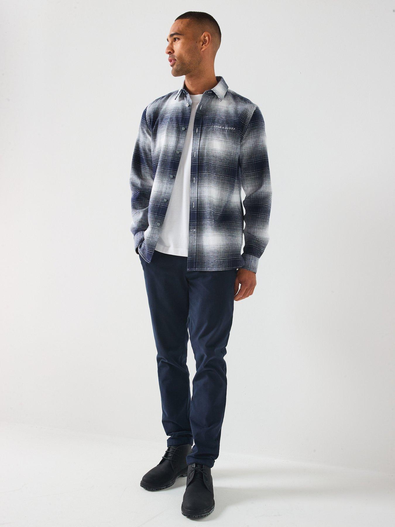 Lyle & Scott Ombre Check Flannel Shirt - Dark Blue | Very