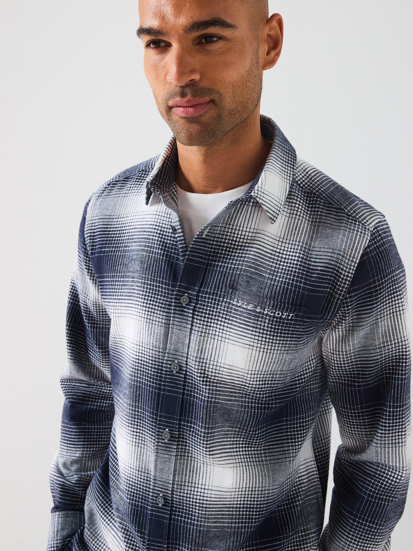 Lyle & Scott Ombre Check Flannel Shirt - Dark Blue | Very