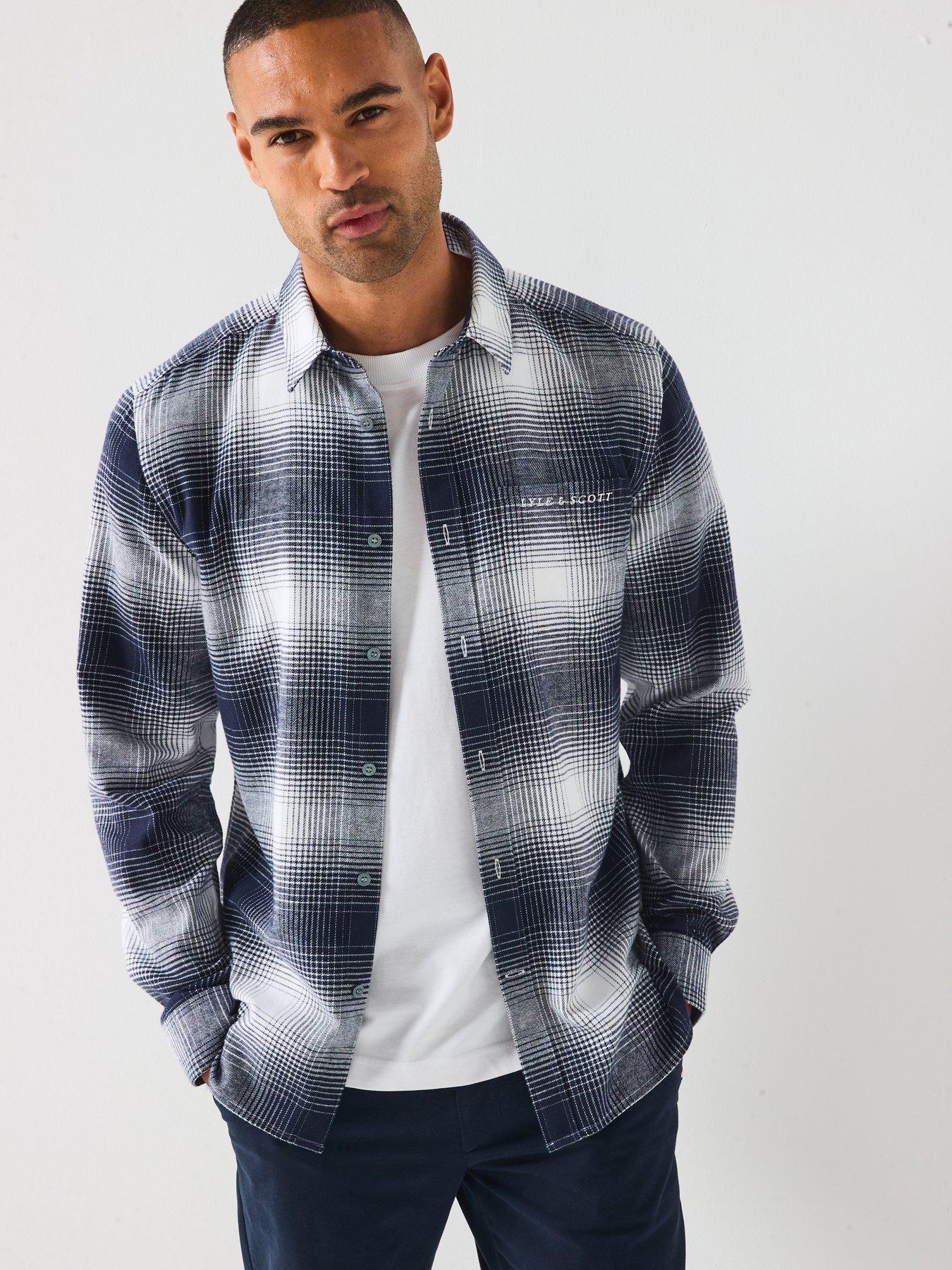 Lyle & Scott Ombre Check Flannel Shirt - Dark Blue | Very