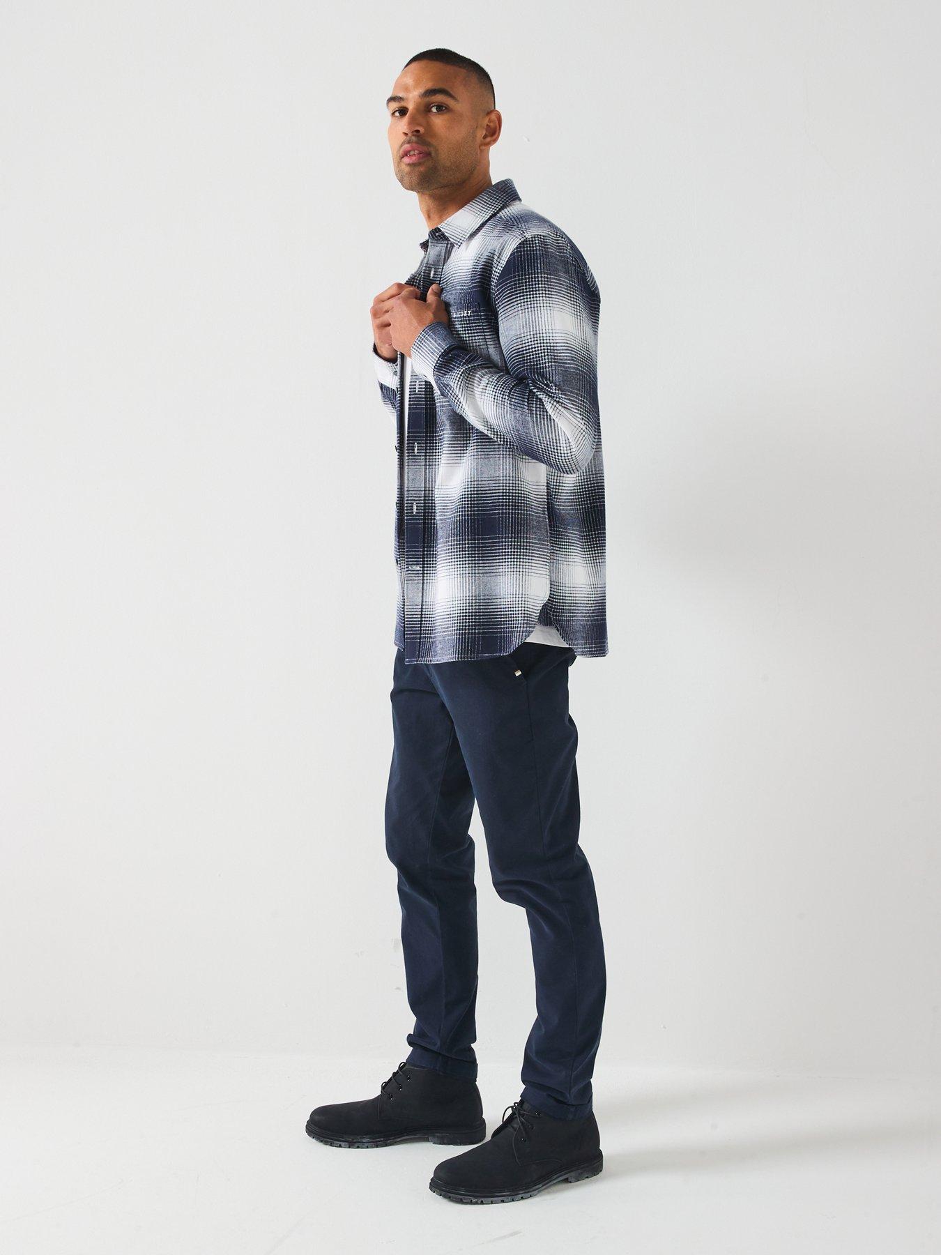 Lyle & Scott Ombre Check Flannel Shirt - Dark Blue | Very