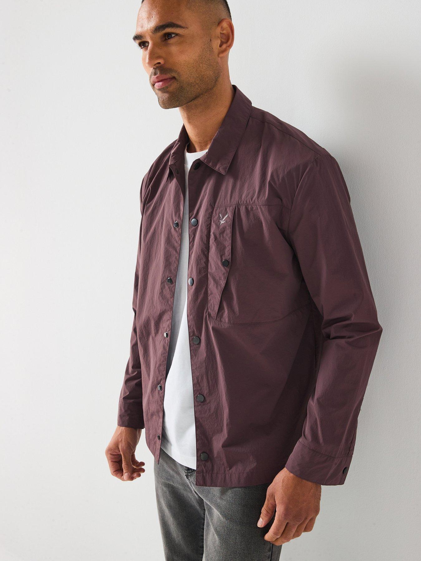 undefined Crinkle Nylon Overshirt- Brown